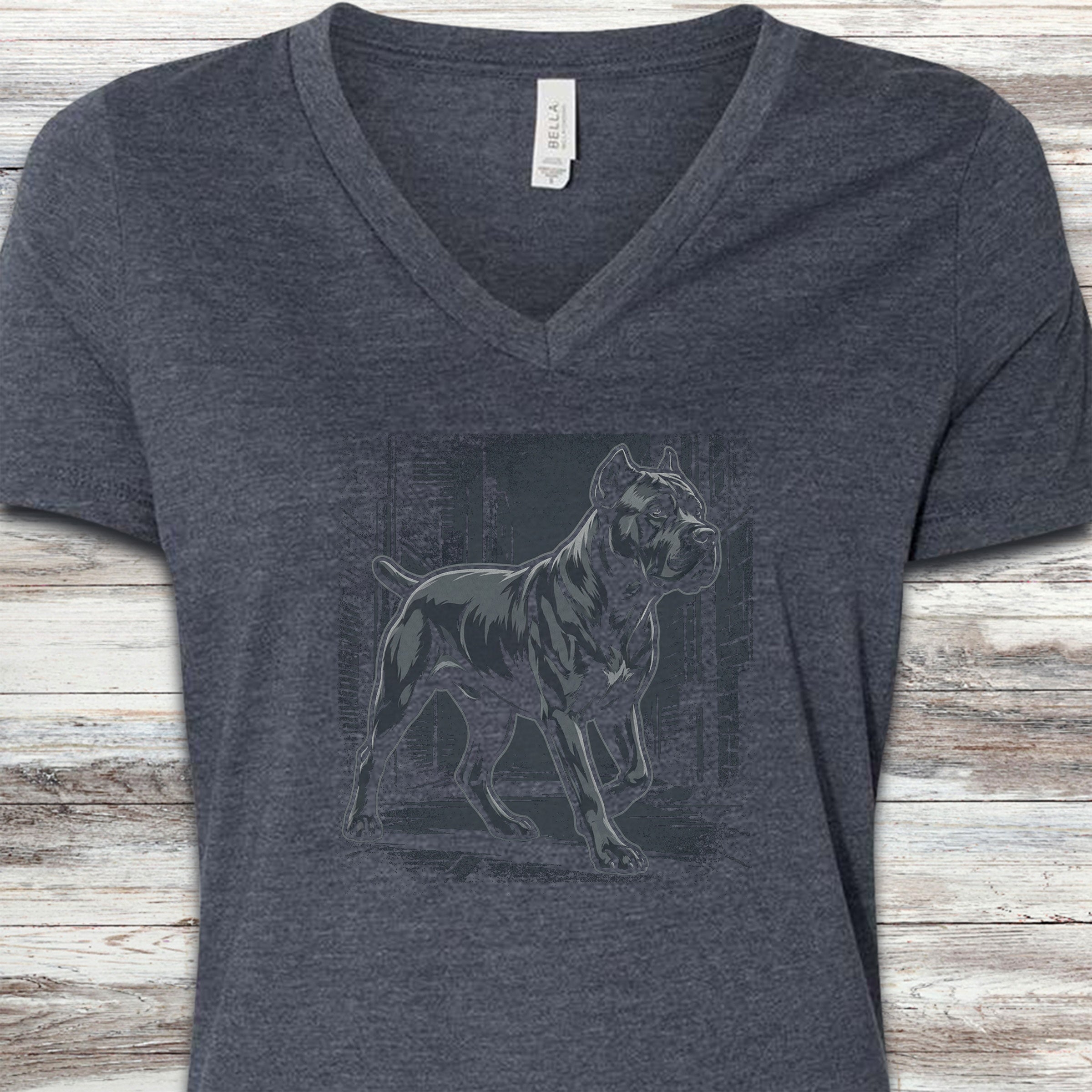 Cane Corso Street V-Neck Tee - Heather Navy
