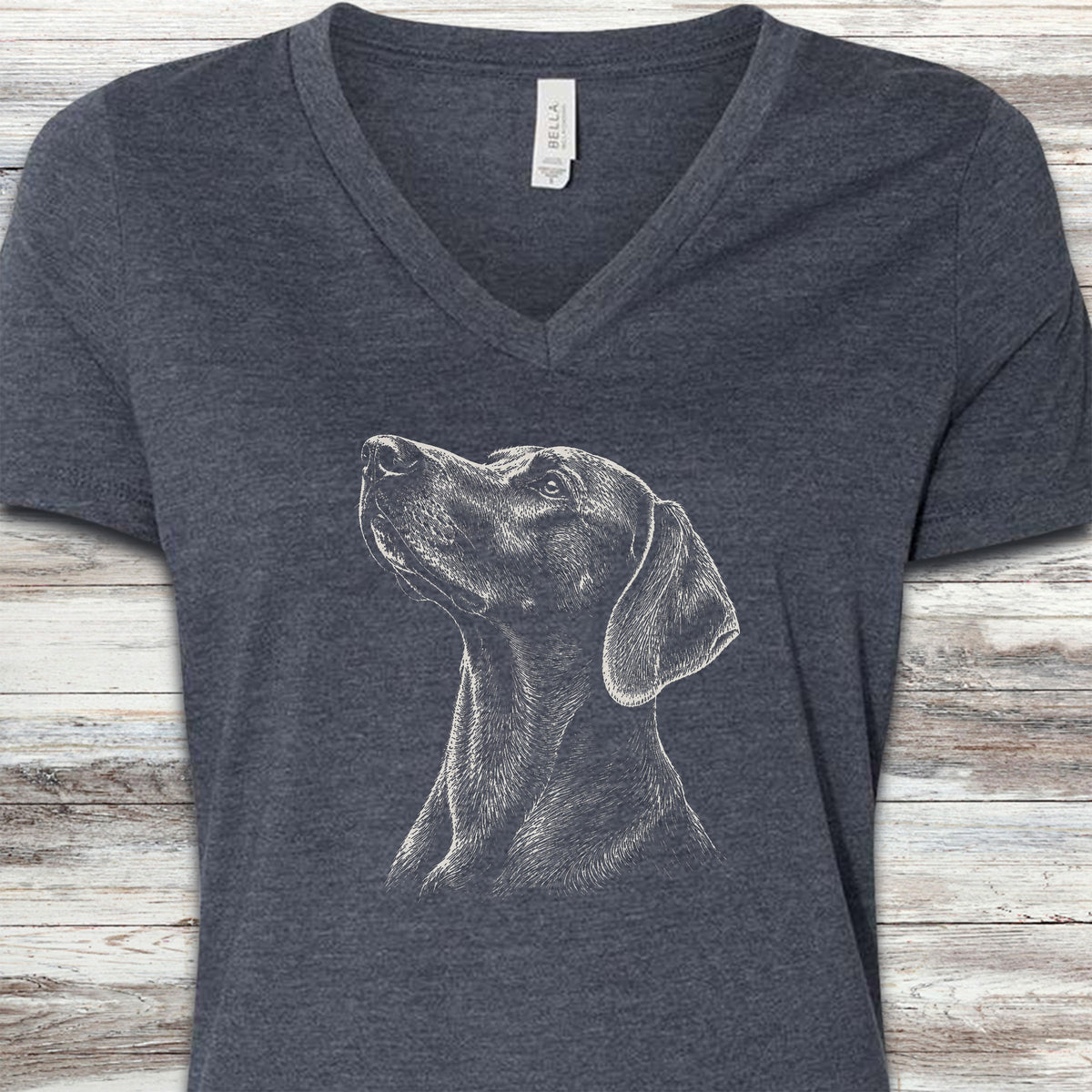 Vizsla Loyalty V-Neck Tee - Heather Navy