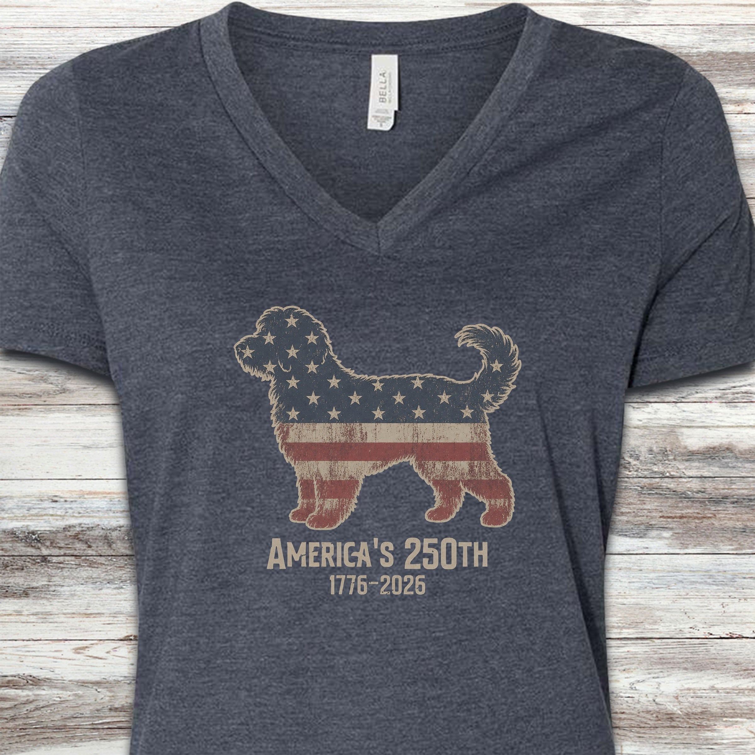 Aussiedoodle 250 V-Neck Tee - Heather Navy