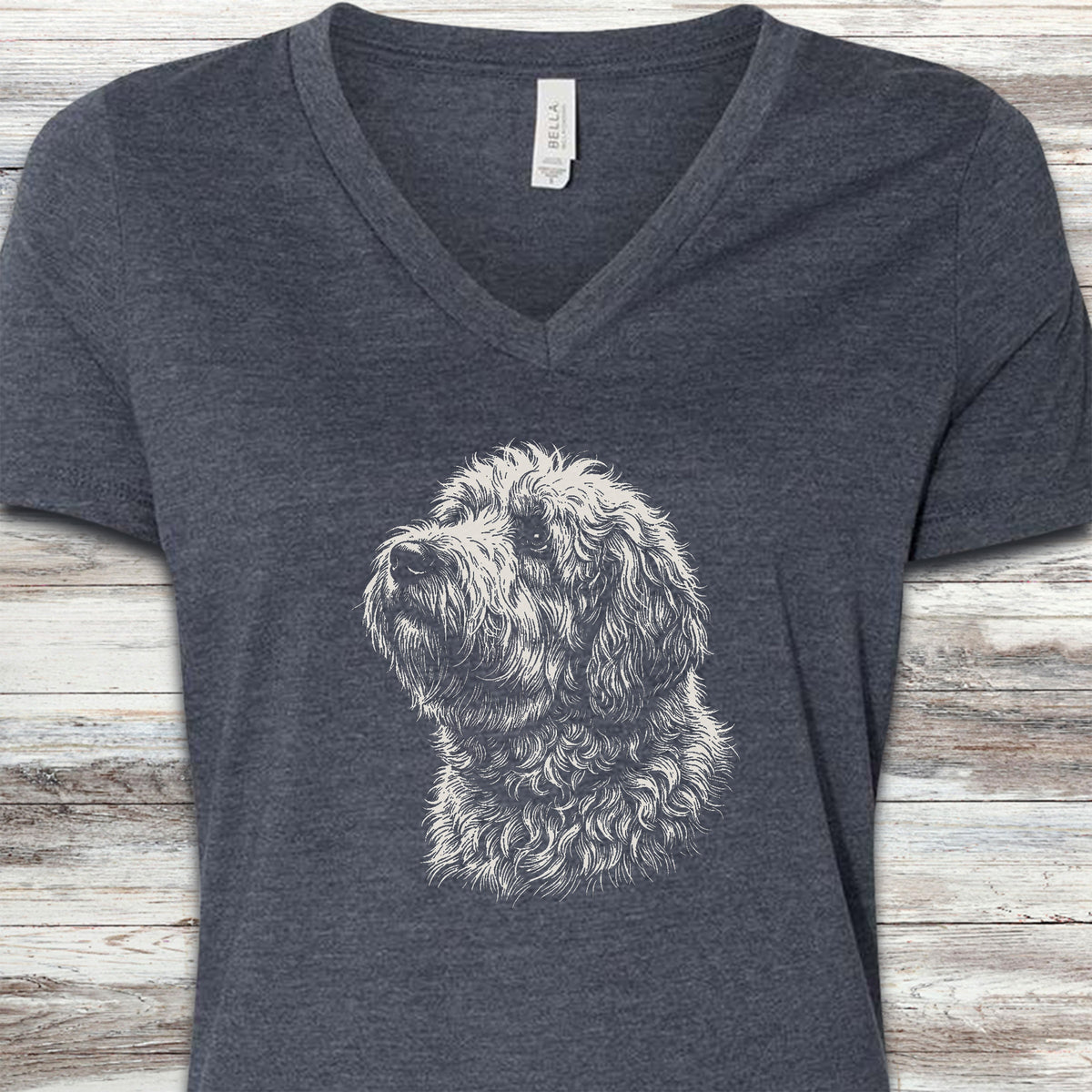 Old English Sheepdog Loyalty V-Neck Tee - Heather Navy