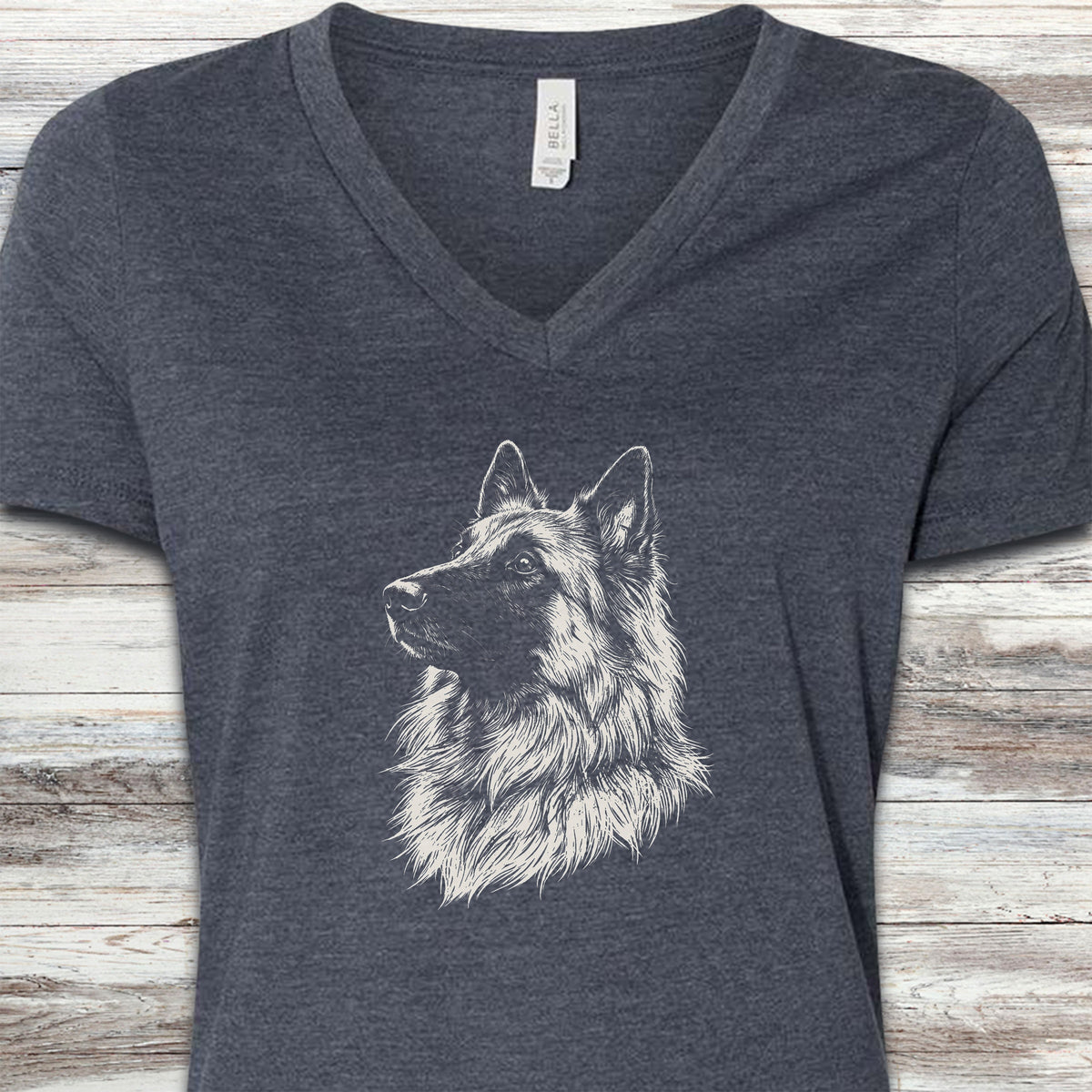 Belgian Tervuren Loyalty V-Neck Tee - Heather Navy