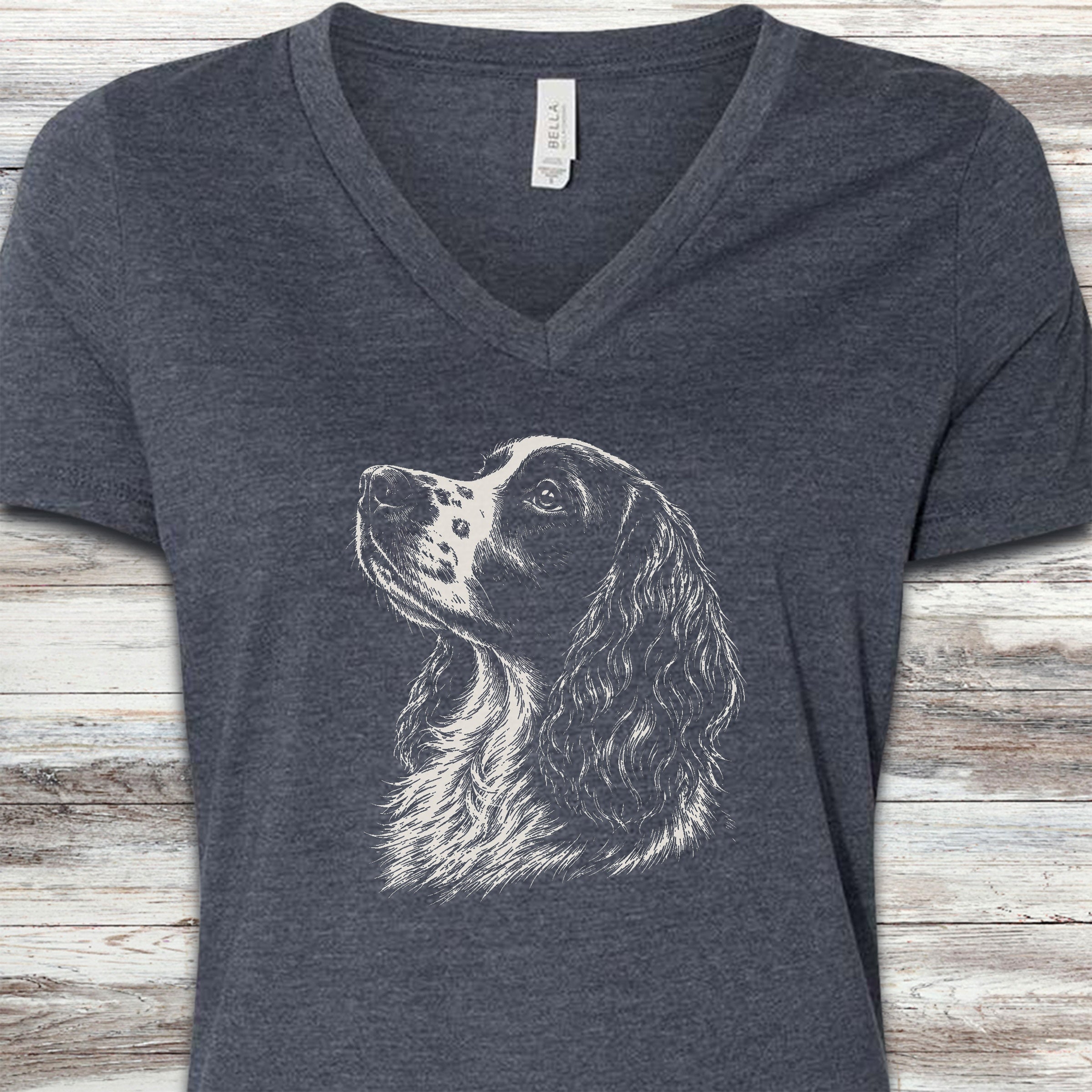 English Springer Spaniel Loyalty V-Neck Tee - Heather Navy