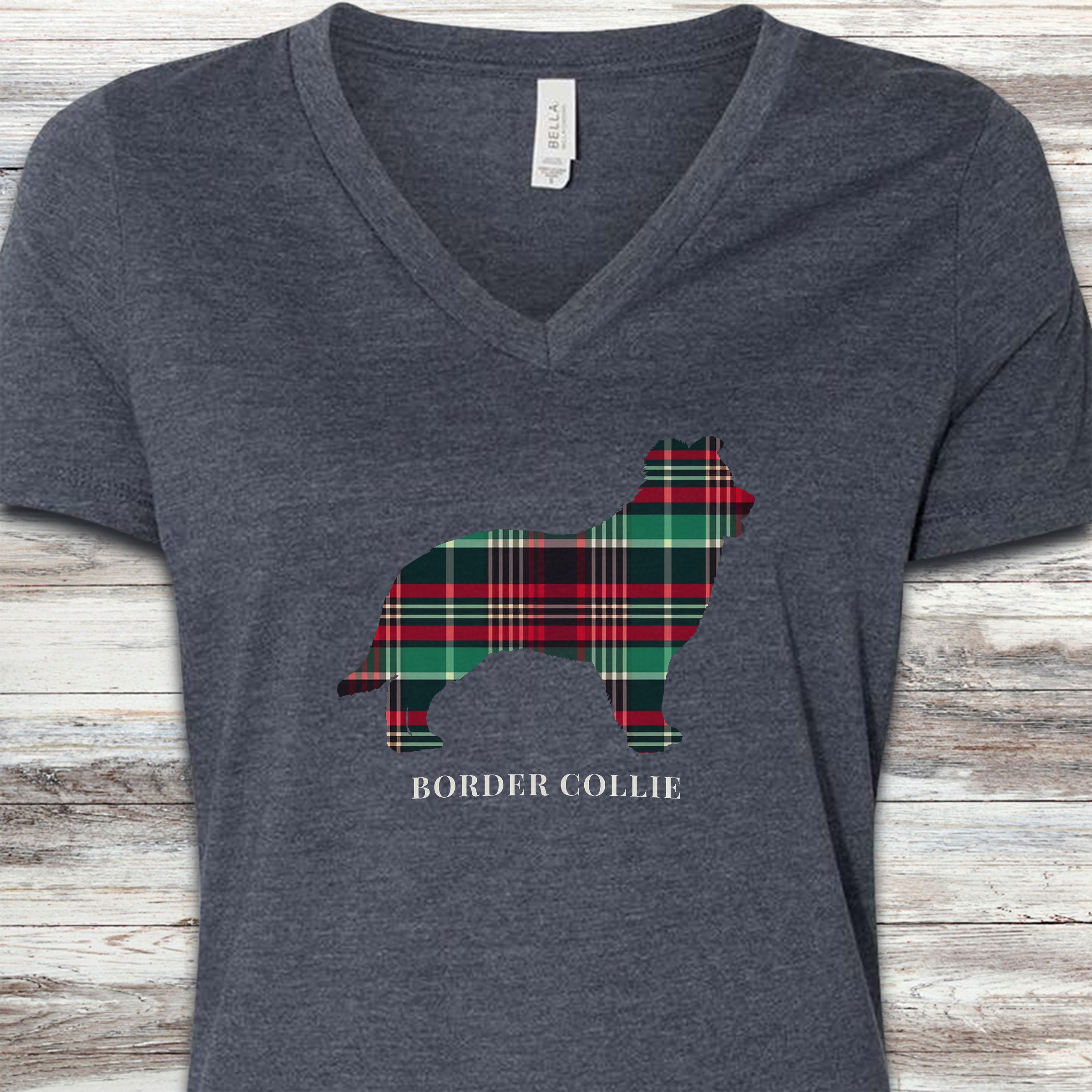 Border Collie Winter 2025 V-Neck Tee - Heather Navy