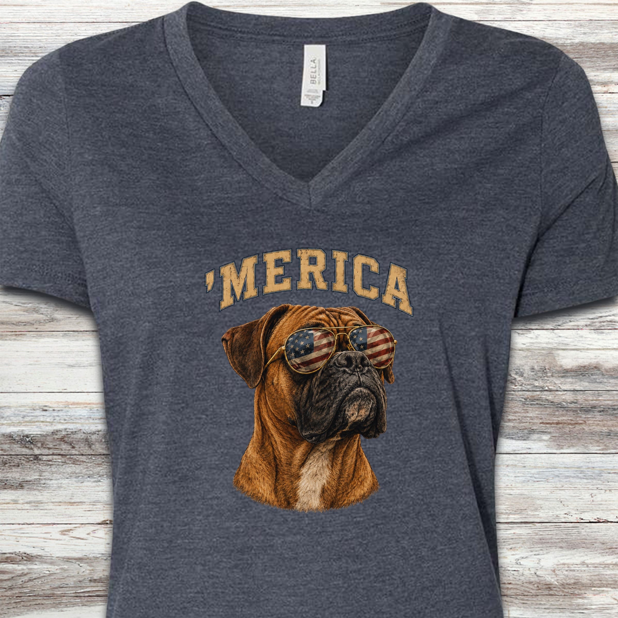 Boxer 'Merica V-Neck Tee - Heather Navy