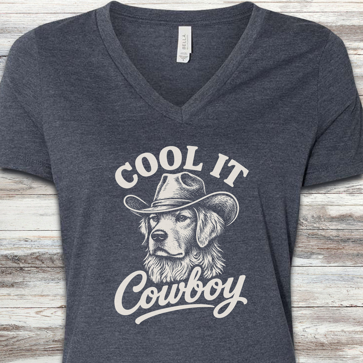 Golden Retriever Cool It V-Neck Tee - Heather Navy