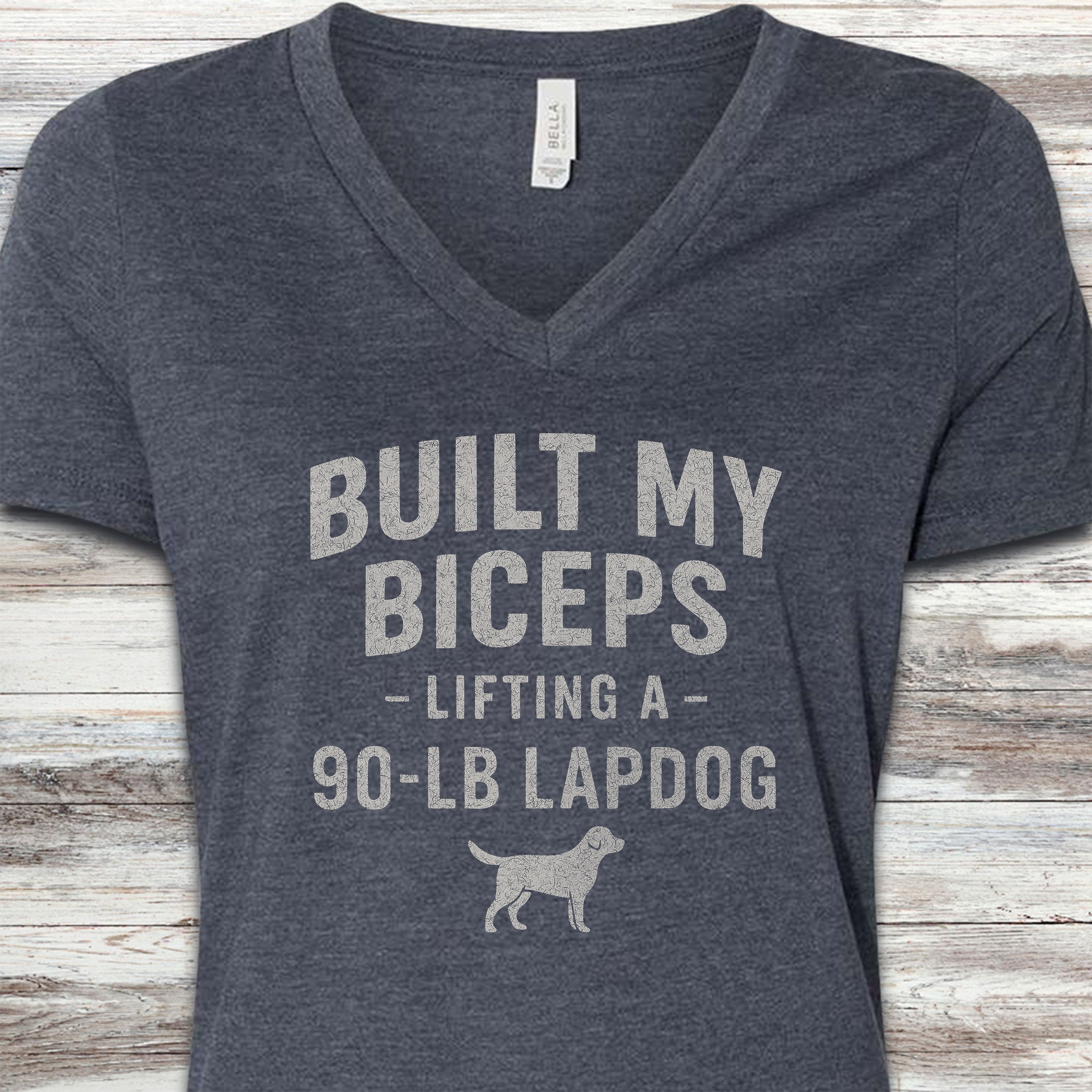 Built My Biceps V-Neck Tee - Heather Navy