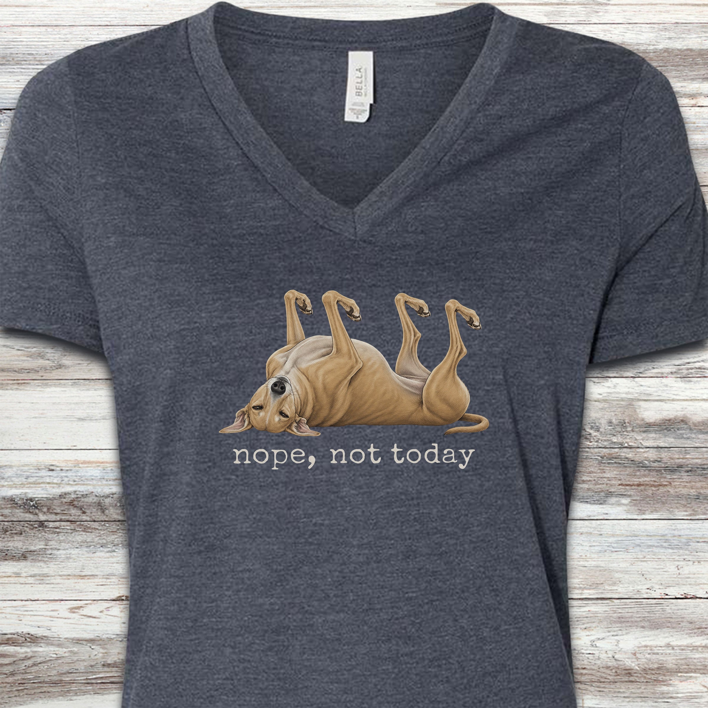 Greyhound Nope V-Neck Tee - Heather Navy