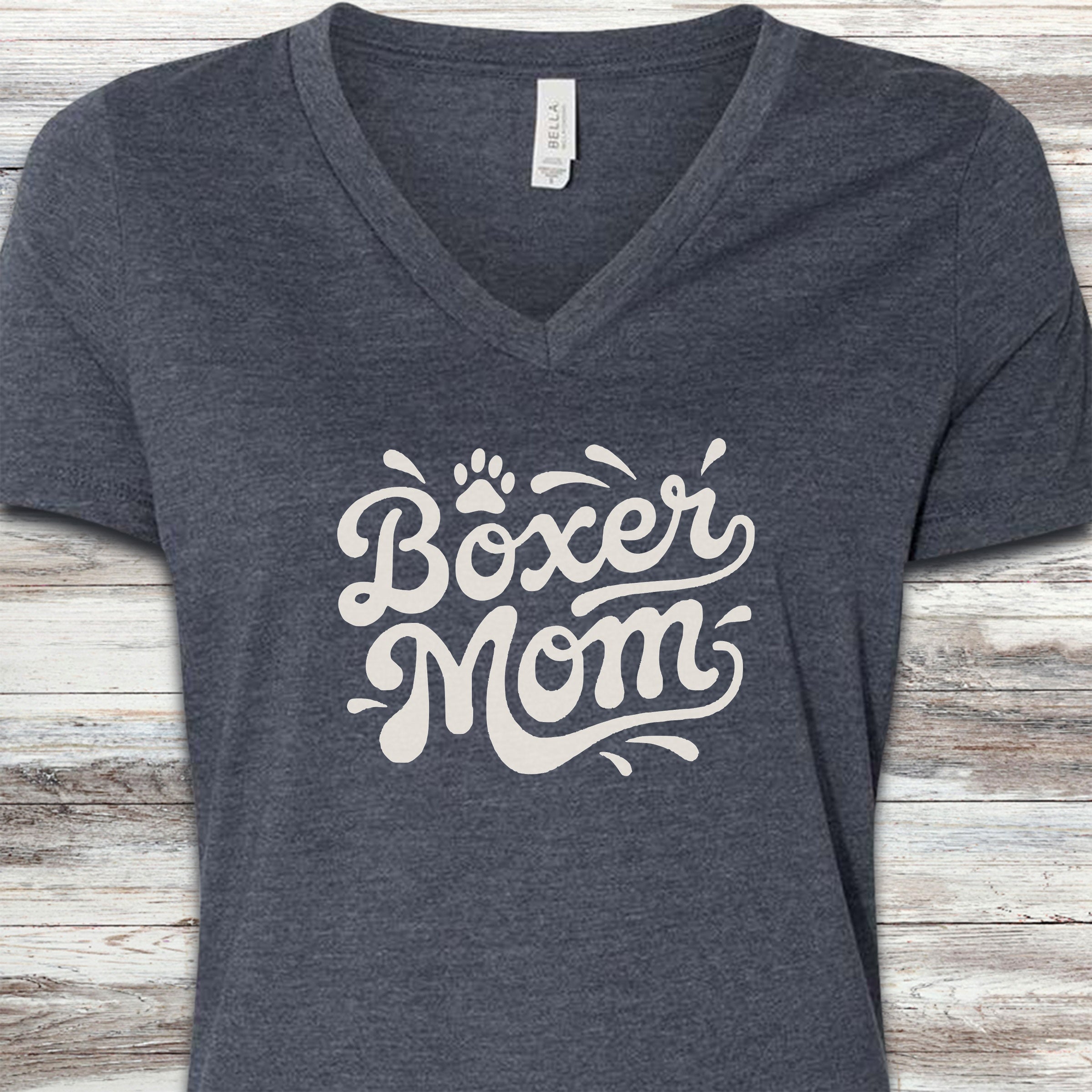 Boxer Groovy Mom V-Neck Tee - Heather Navy
