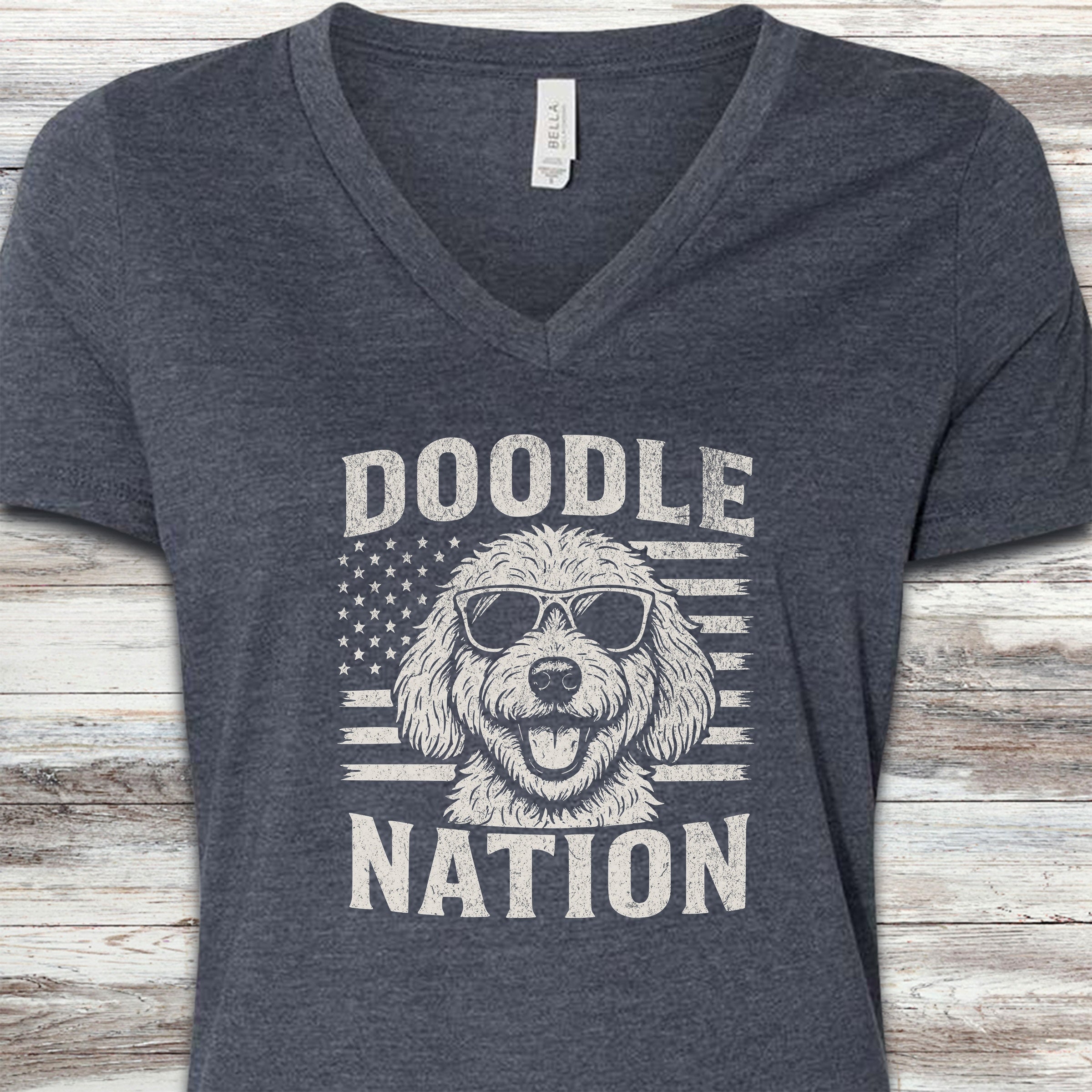 Doodle Nation V-Neck Tee - Heather Navy