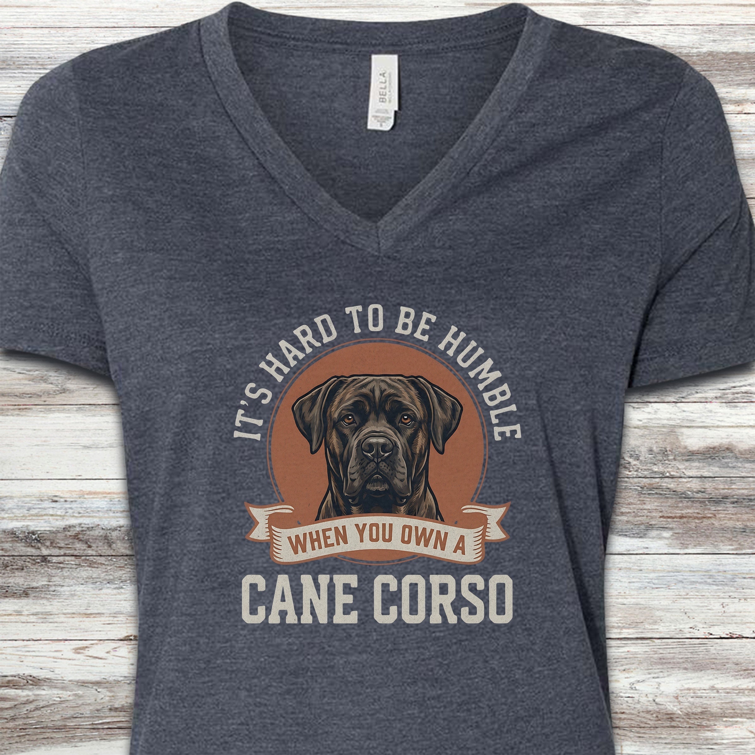 Cane Corso Humble V-Neck Tee - Heather Navy