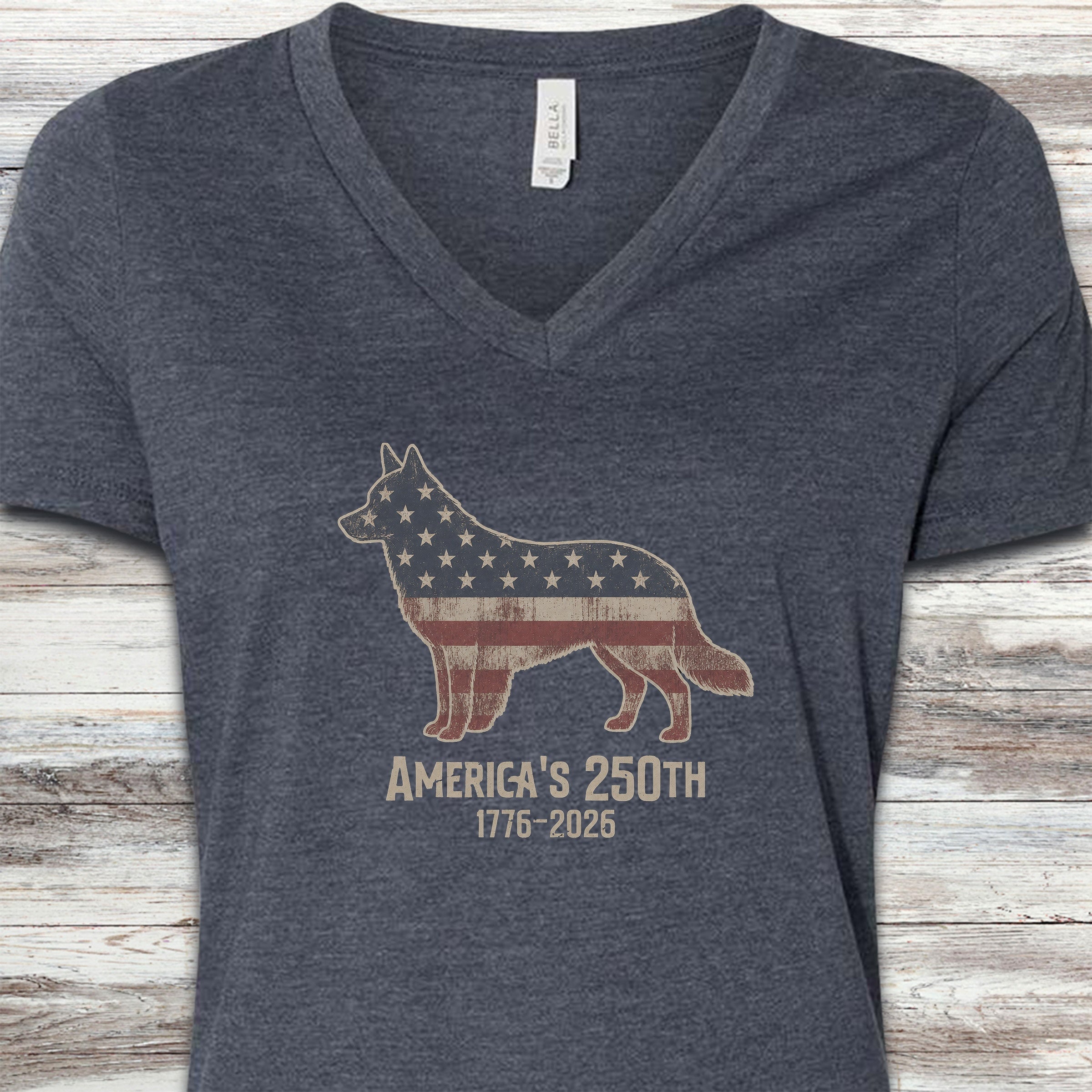 Australian Cattle Dog 250 V-Neck Tee - Heather Navy