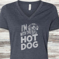 Dachshund Hot Dog V-Neck Tee - Heather Navy