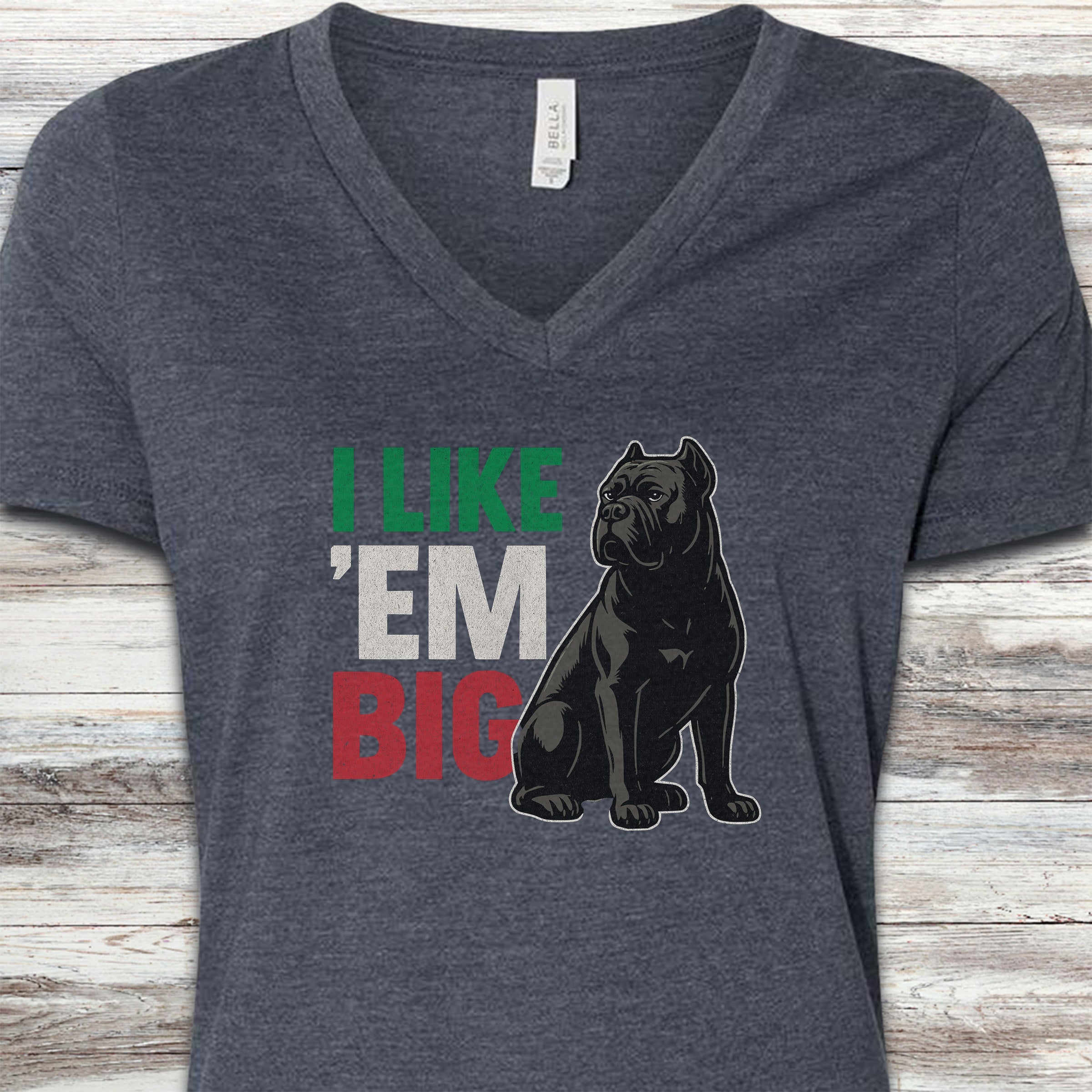 Cane Corso Big V-Neck Tee - Heather Navy
