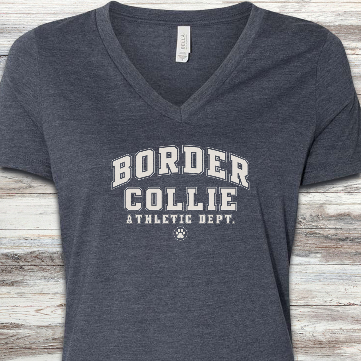 Border Collie Athletic Dept V-Neck Tee - Heather Navy
