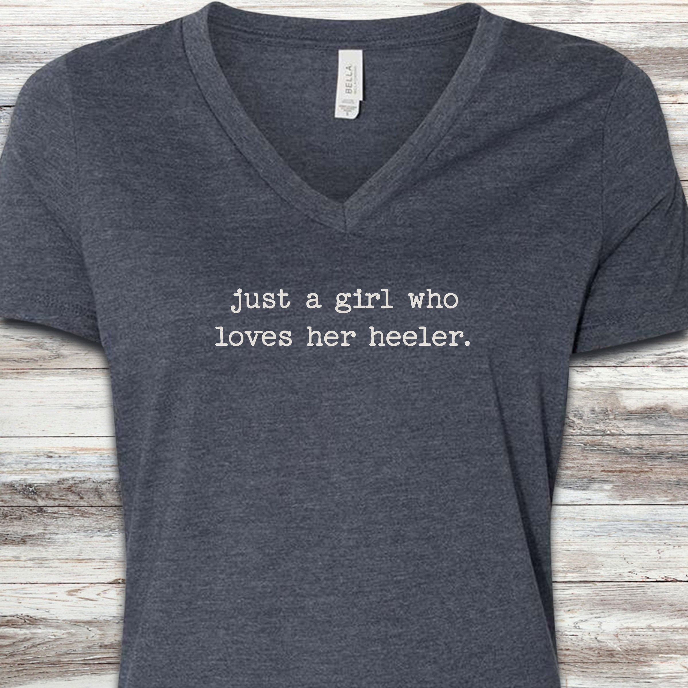 Australian Cattle Dog Girl V-Neck Tee - Heather Navy