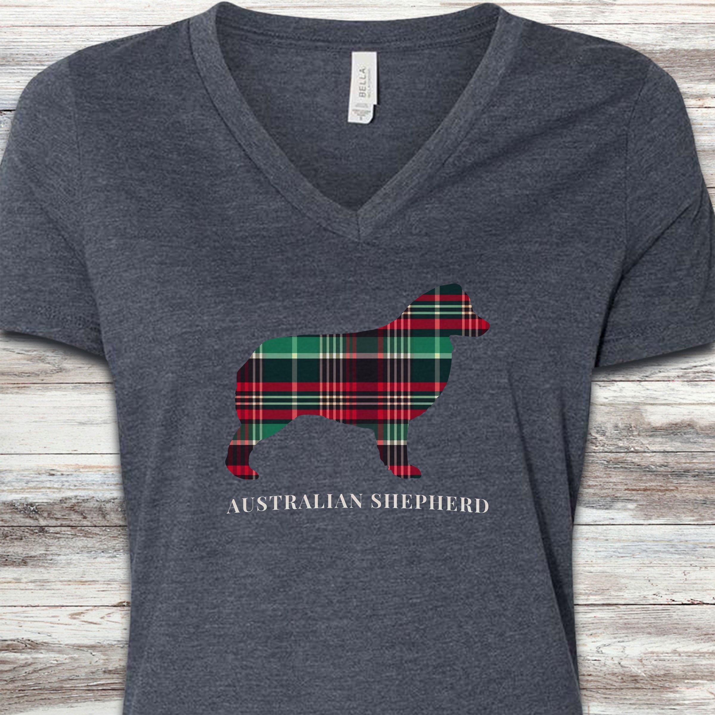 Australian Shepherd Winter 2025 V-Neck Tee - Heather Navy