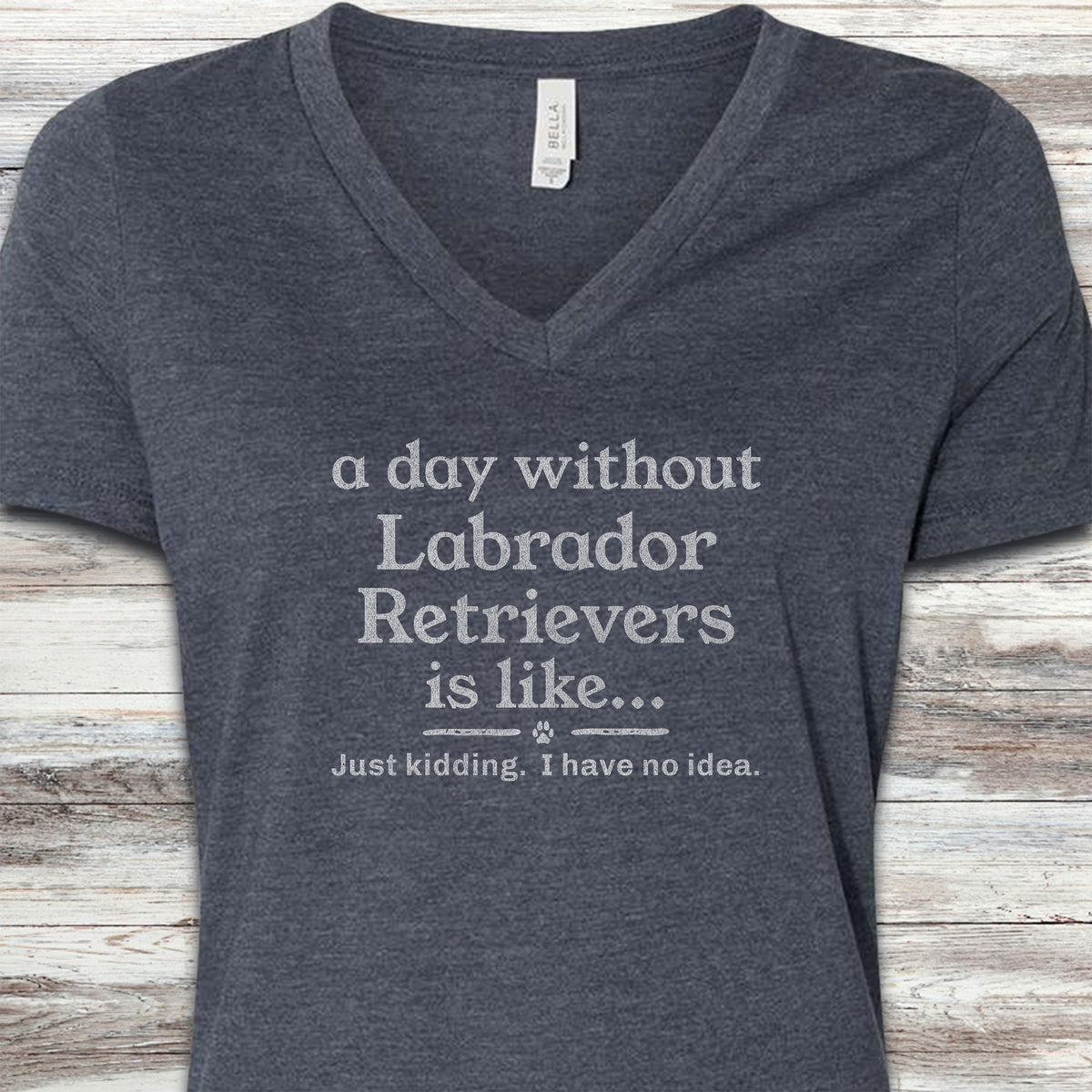 Labrador Retriever Day V-Neck Tee - Heather Navy