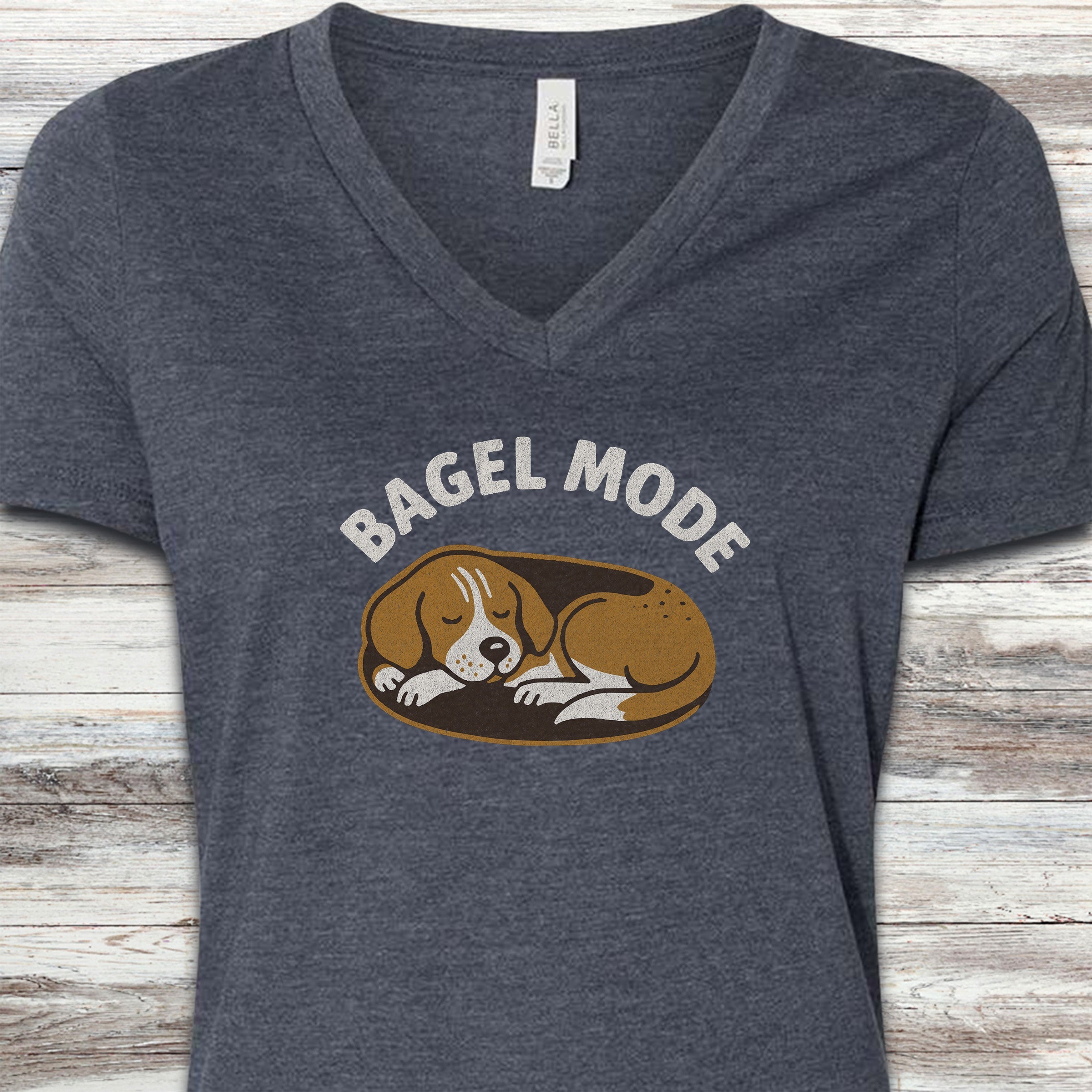 Sleeping Beagle V-Neck Tee - Heather Navy