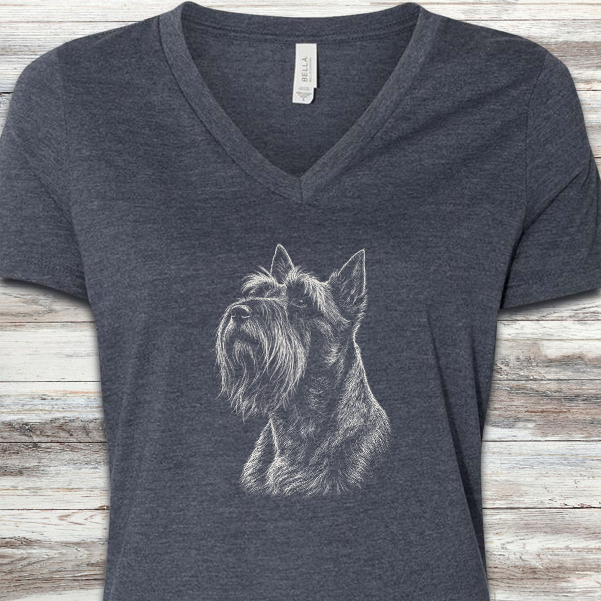 Scottish Terrier Loyalty V-Neck Tee - Heather Navy