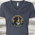 Bernese Mountain Dog Classic V-Neck Tee - Heather Navy