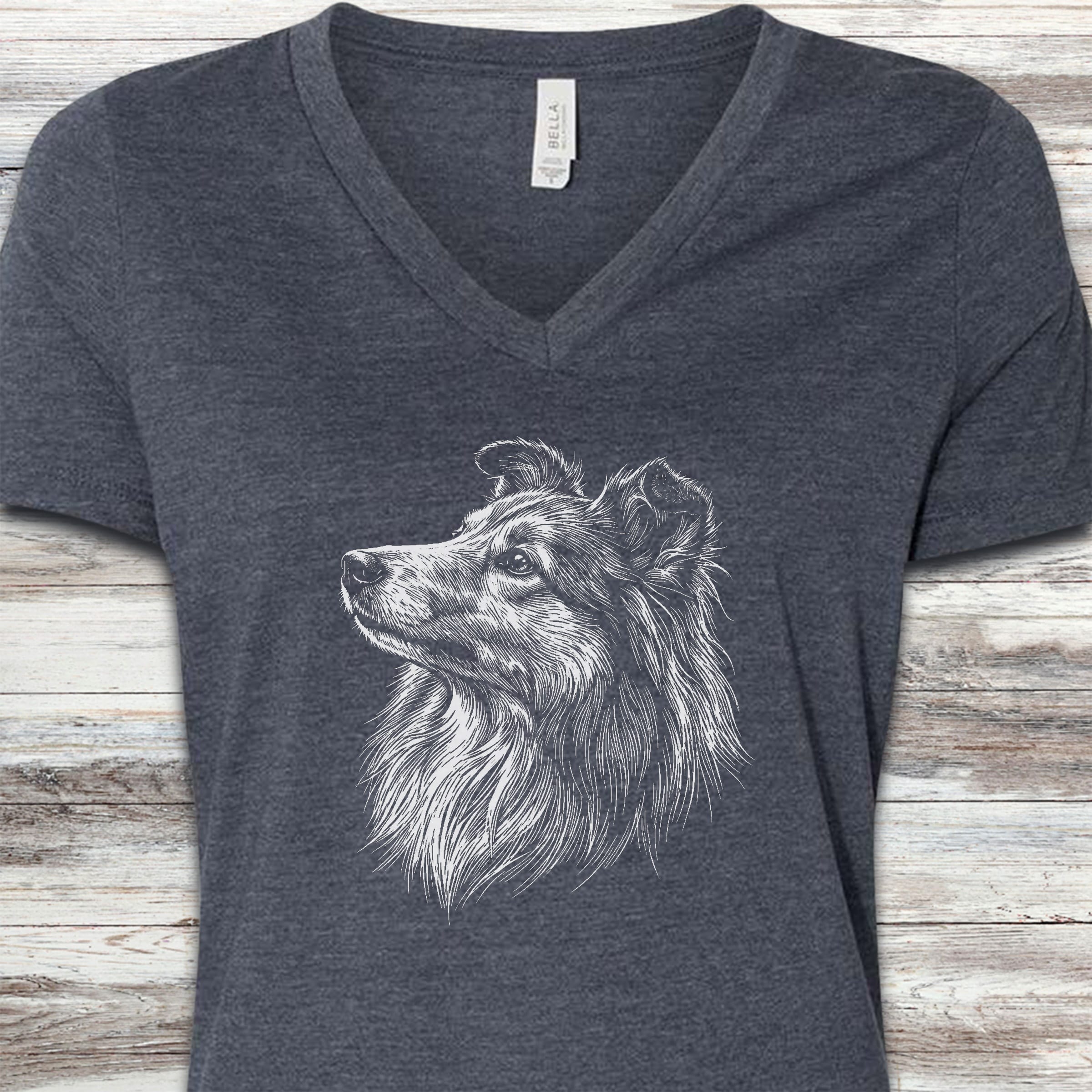 Shetland Sheepdog Loyalty V-Neck Tee - Heather Navy