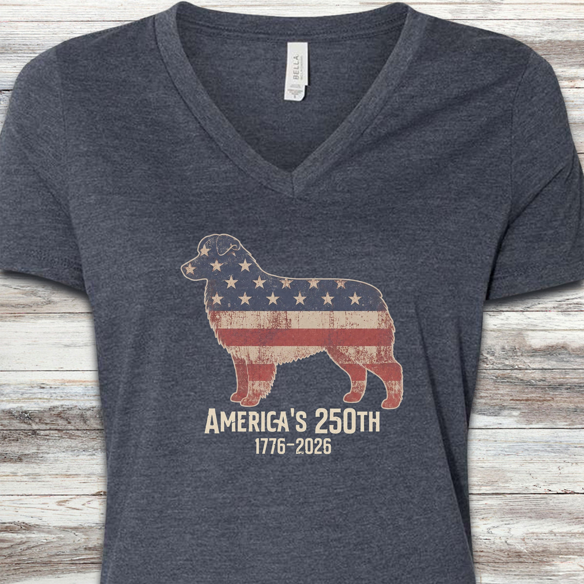 Australian Shepherd 250 V-Neck Tee - Heather Navy