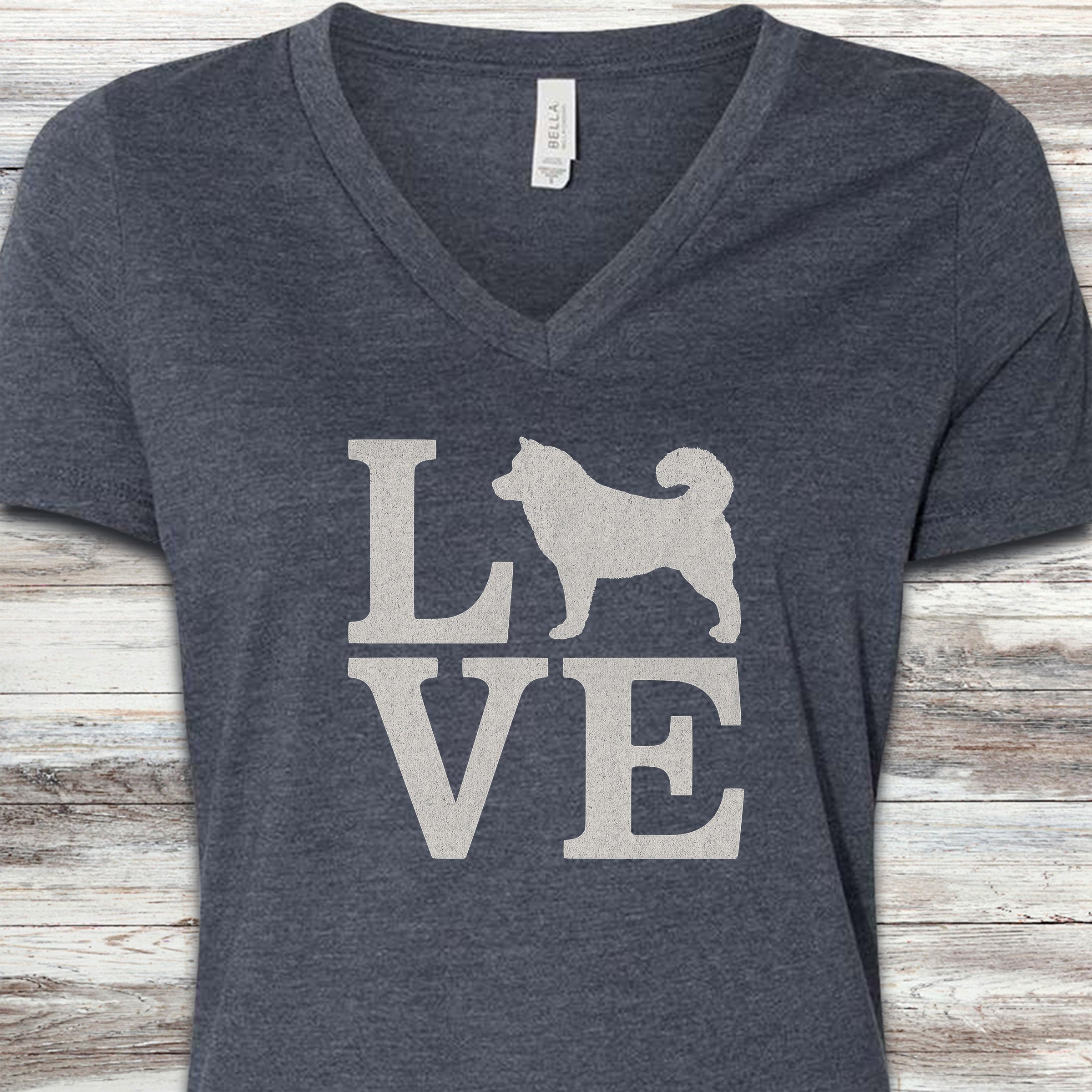 Malamute Love V-Neck Tee - Heather Navy