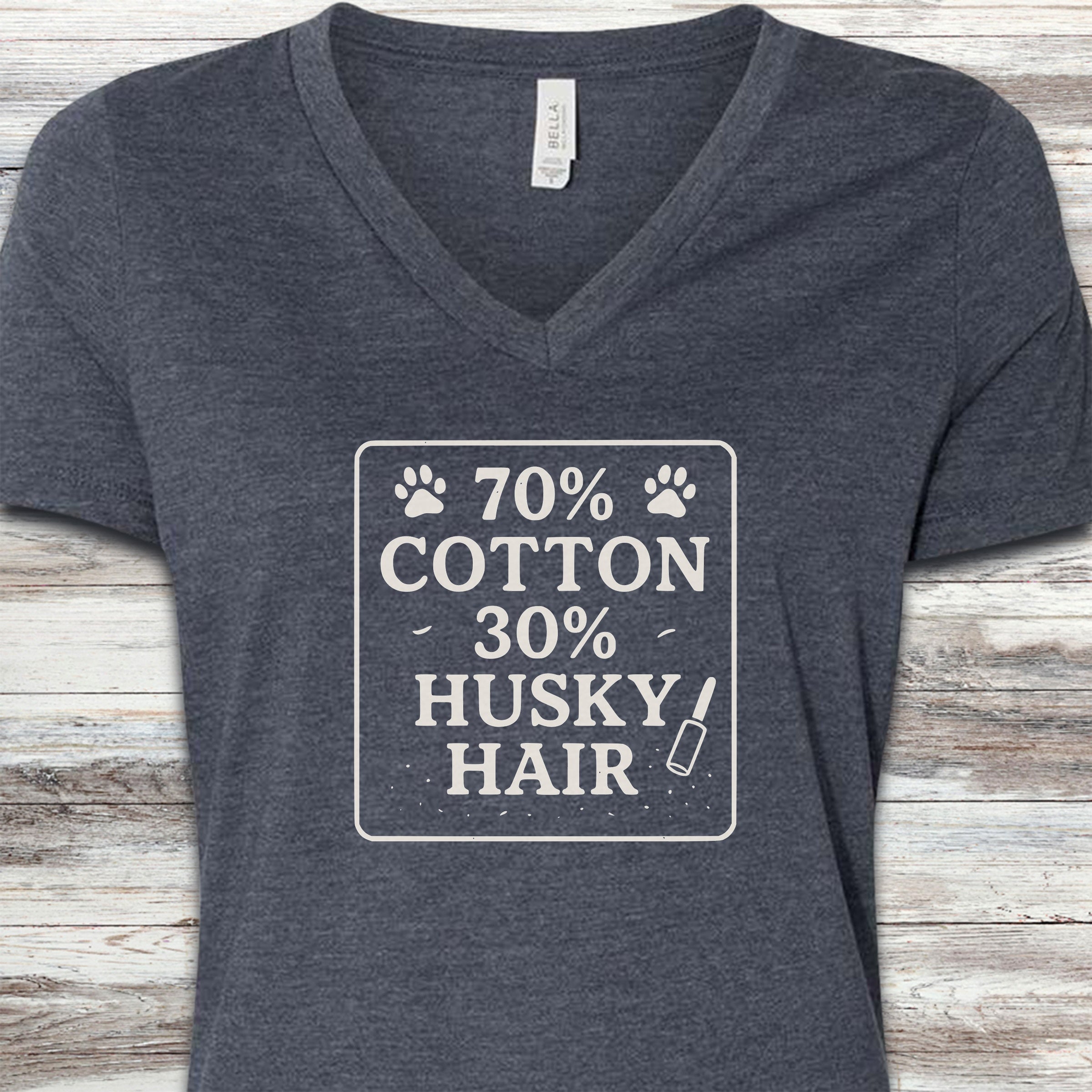 Husky 30% Hair V-Neck Tee - Heather Navy
