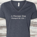 Therapy Dog Changed Life V-Neck Tee - Heather Navy