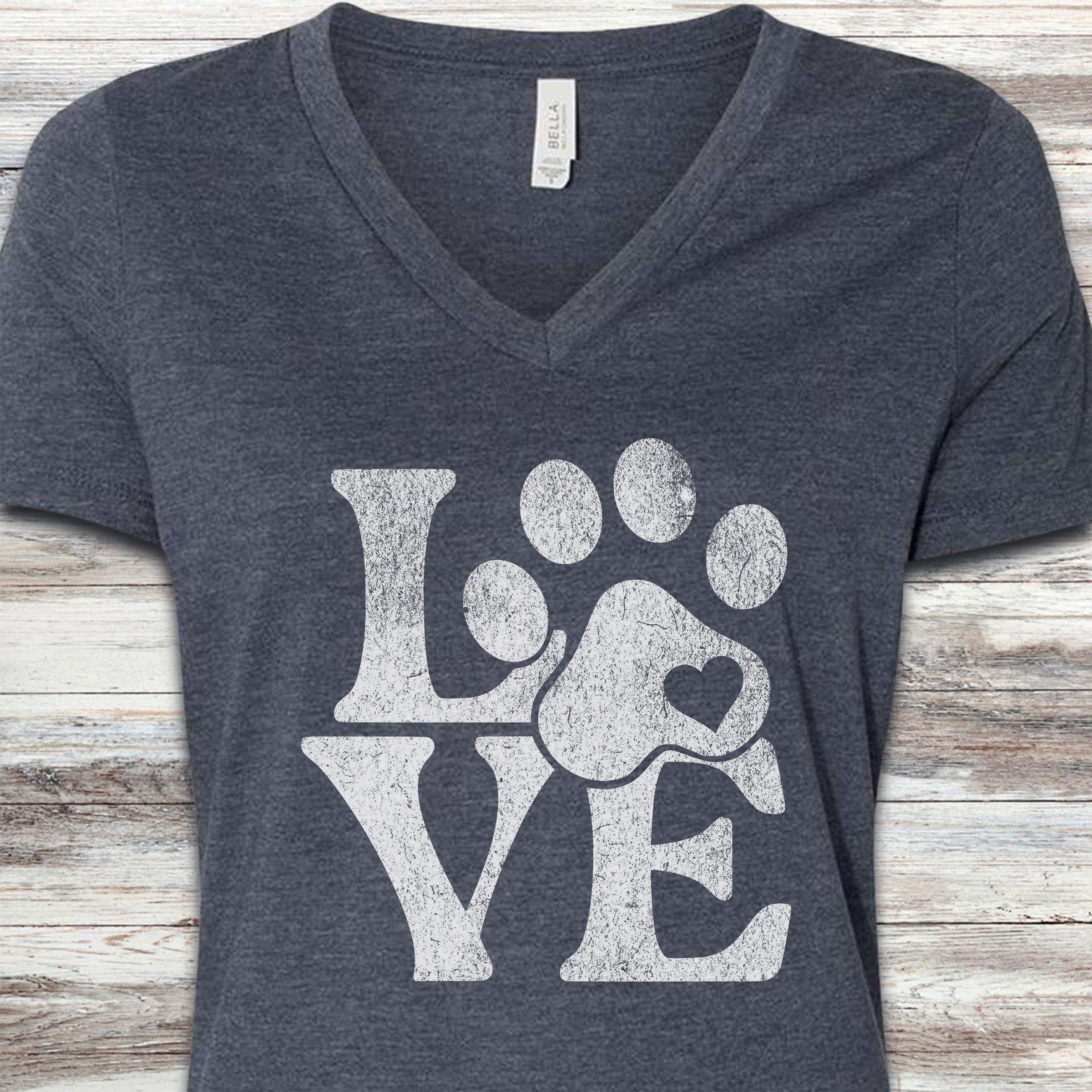 Love V-Neck Tee - Heather Navy