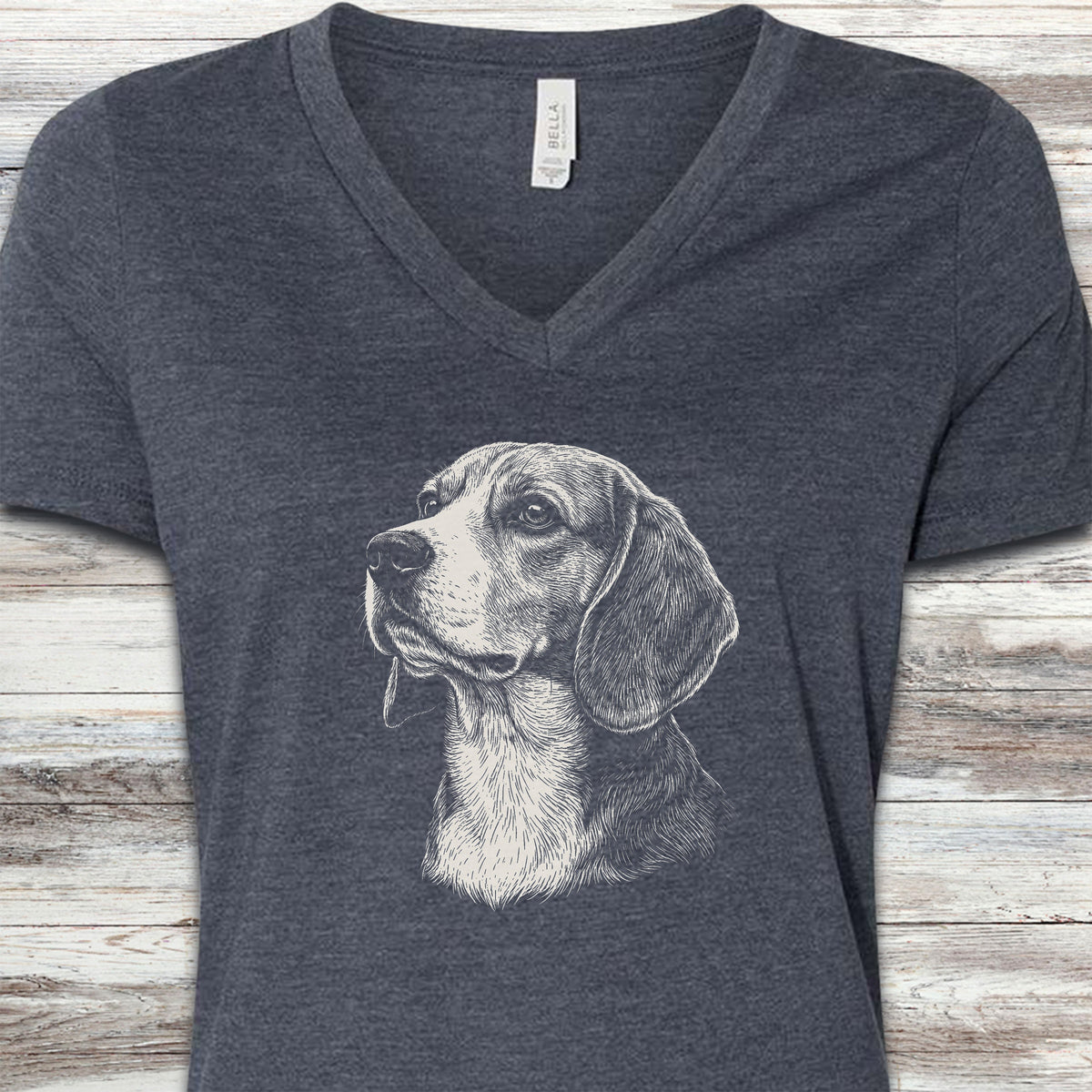 Beagle Loyalty V-Neck Tee - Heather Navy