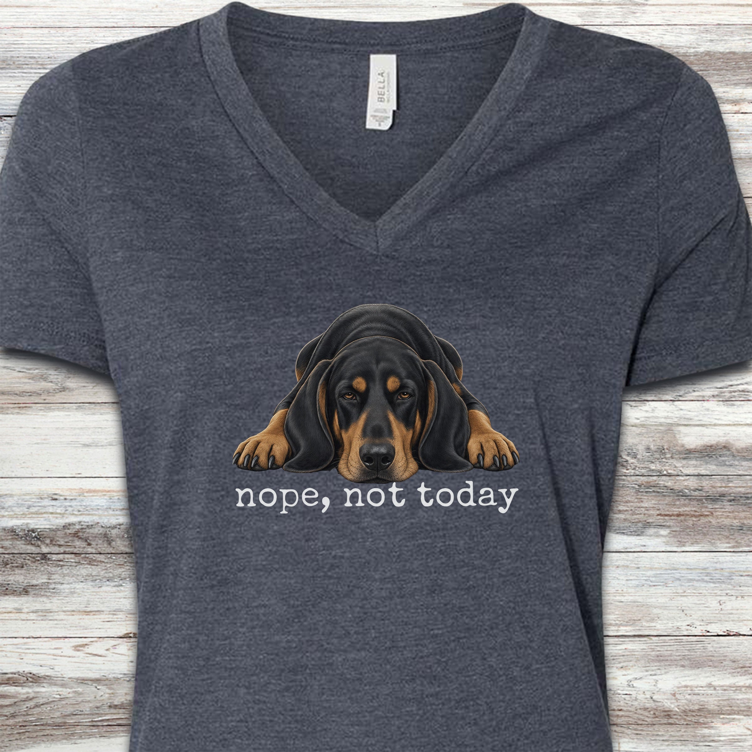 Coonhound Nope V-Neck Tee - Heather Navy