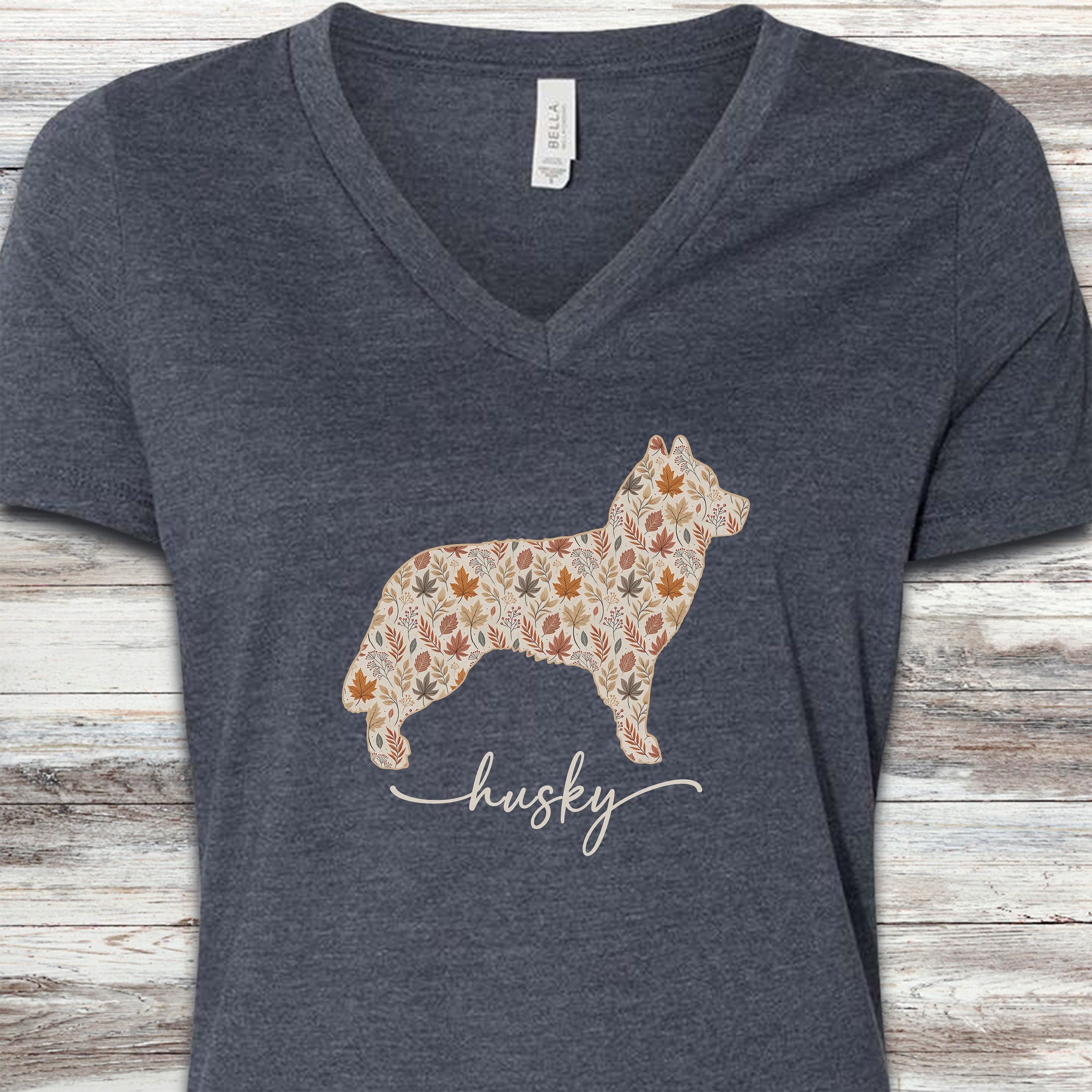 Husky Fall V-Neck Tee - Heather Navy