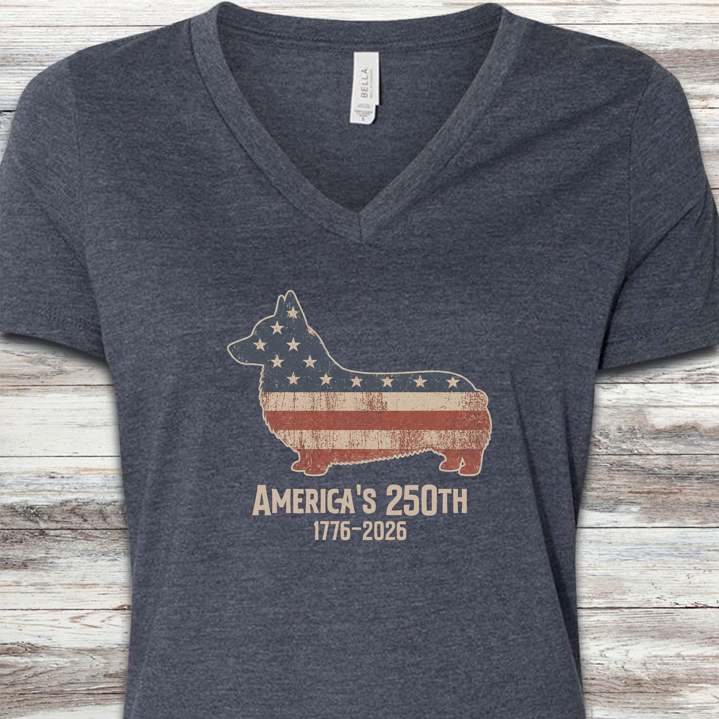 Corgi 250 V-Neck Tee - Heather Navy