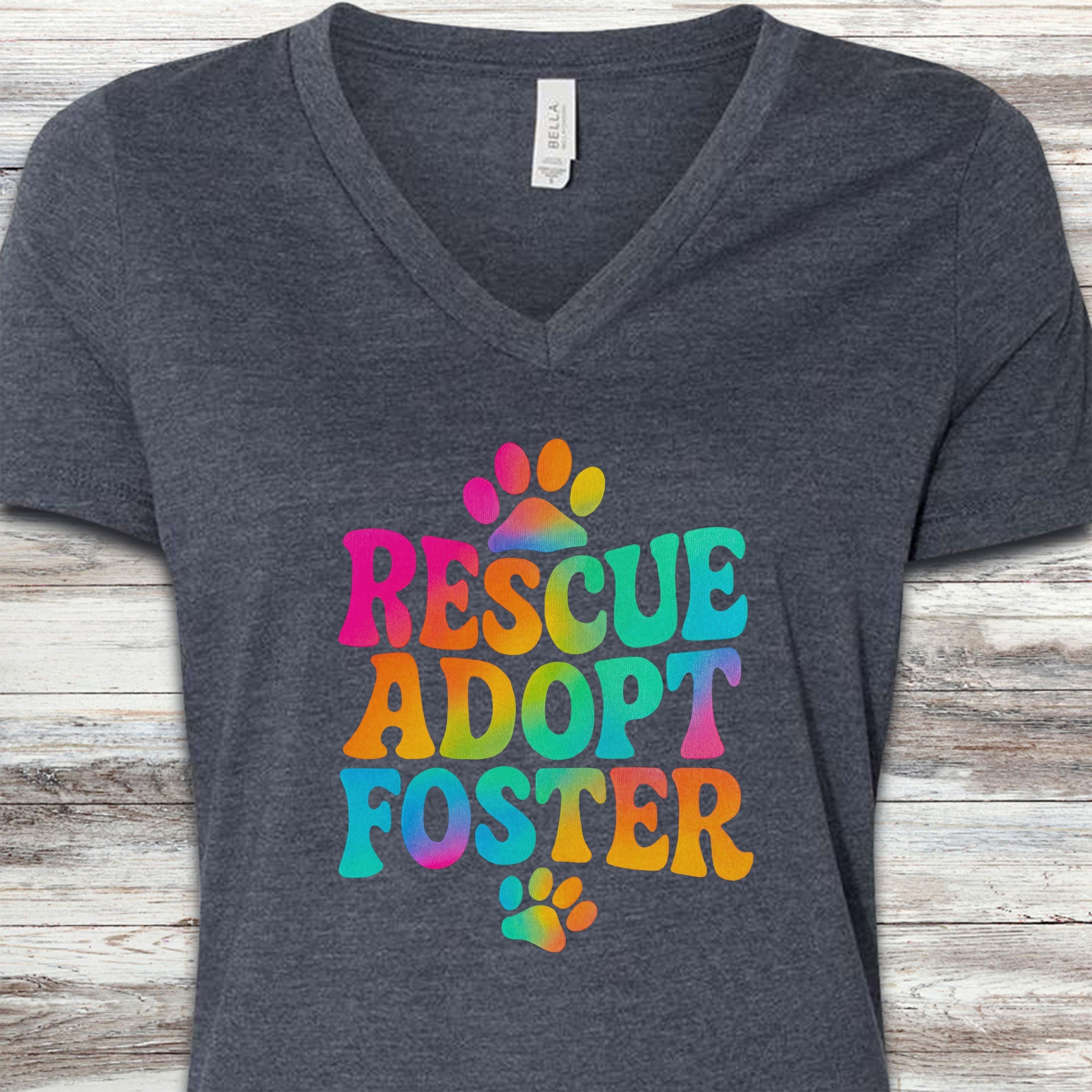 Rescue Tie Dye V-Neck Tee - Heather Navy