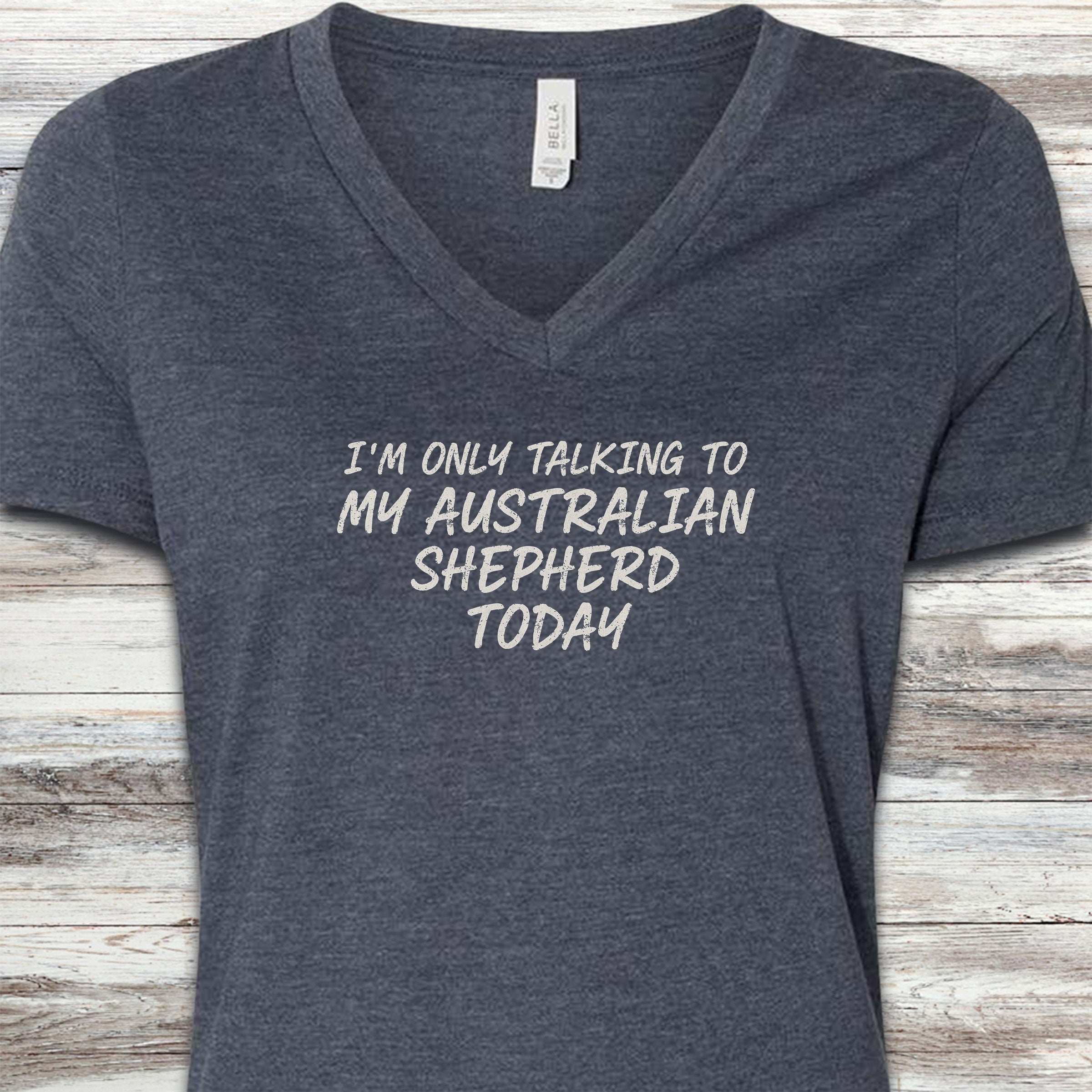 Australian Shepherd Talk V-Neck Tee - Heather Navy