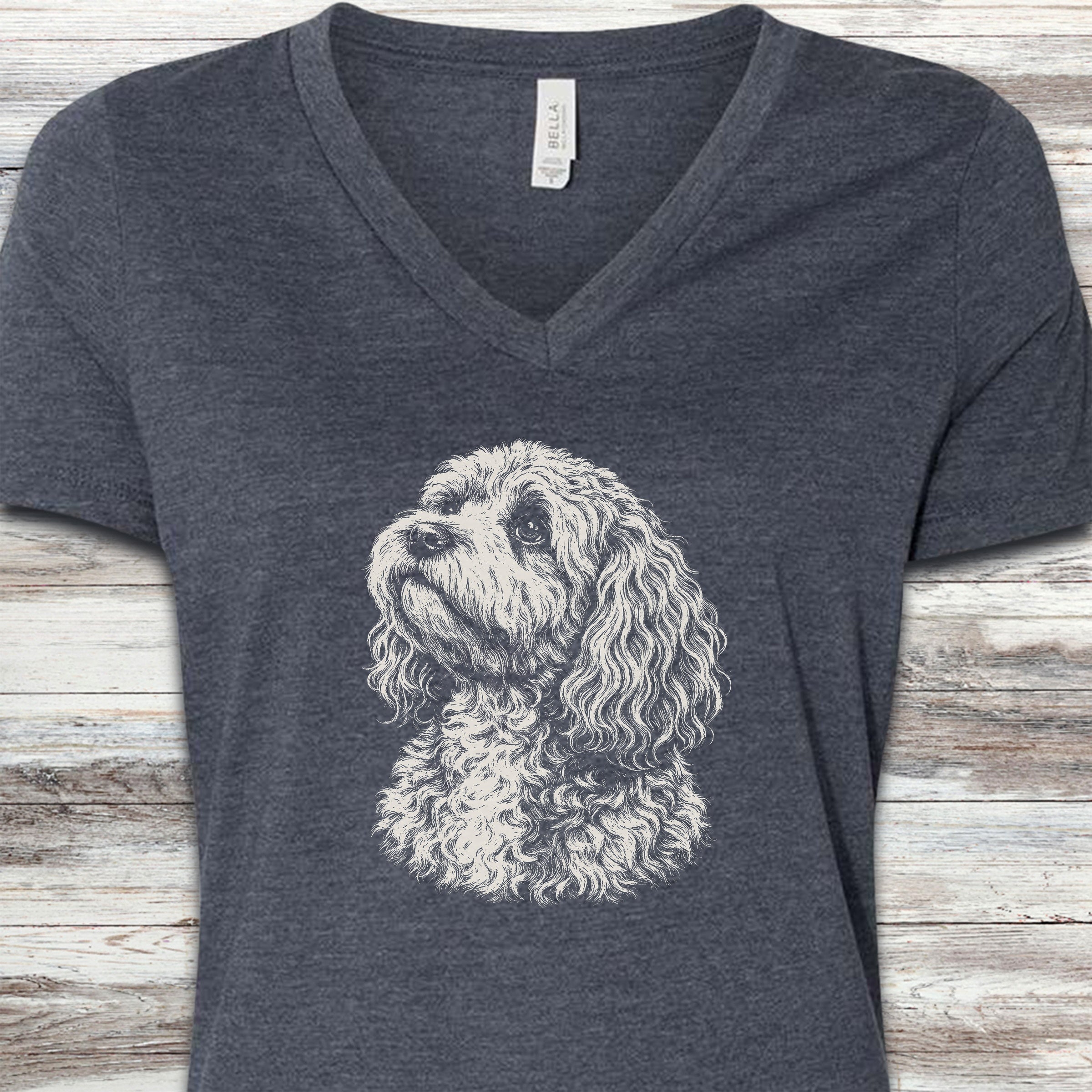 Cockapoo Loyalty V-Neck Tee - Heather Navy