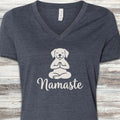Namaste V-Neck Tee - Heather Navy