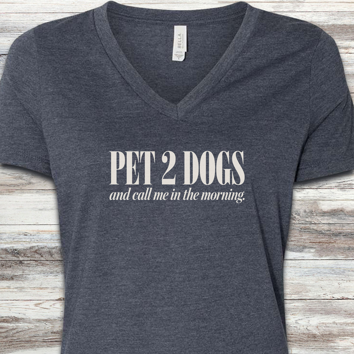 Pet 2 Dogs V-Neck Tee - Heather Navy