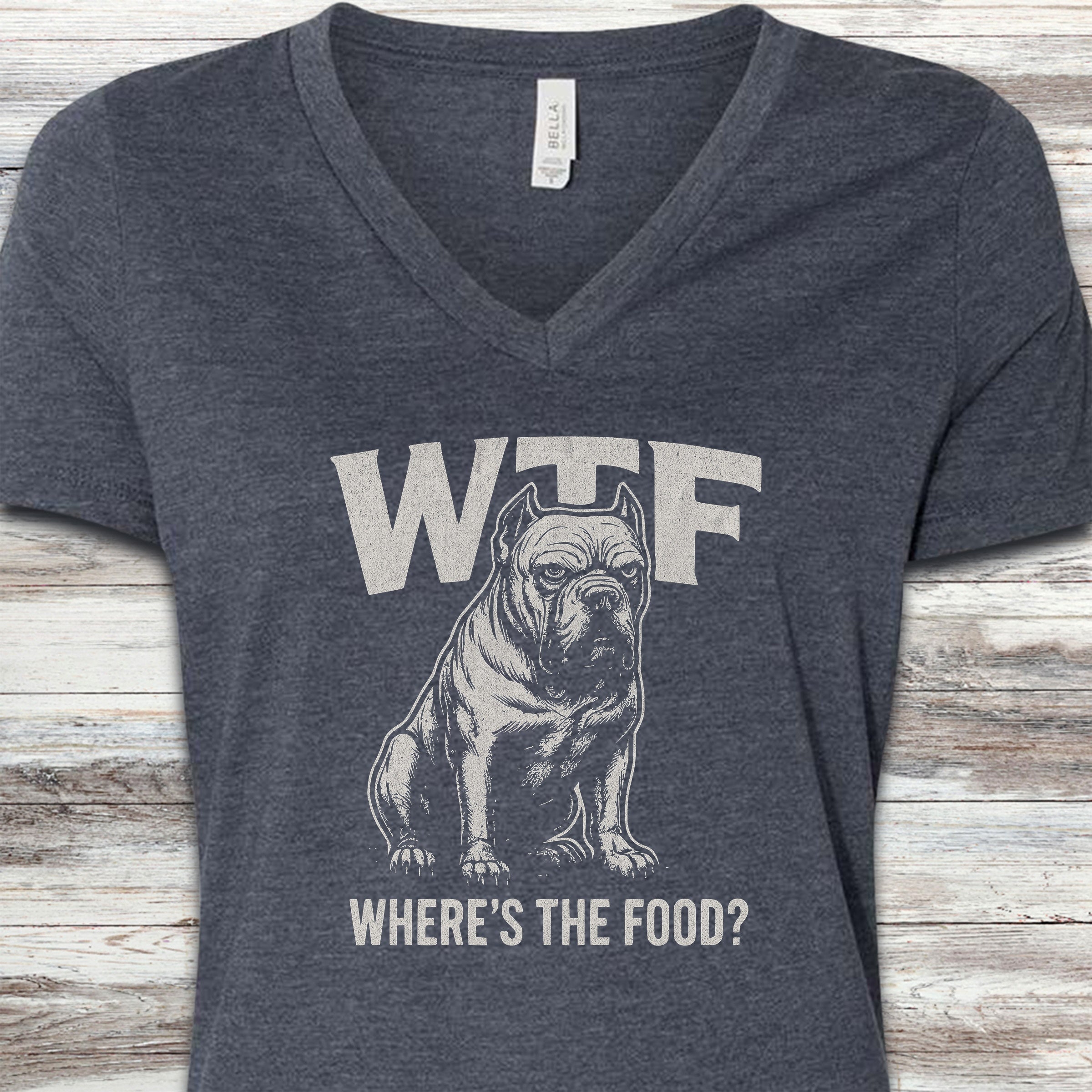 Cane Corso WTF V-Neck Tee - Heather Navy