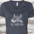 German Shepherd Herd You V-Neck Tee - Heather Navy