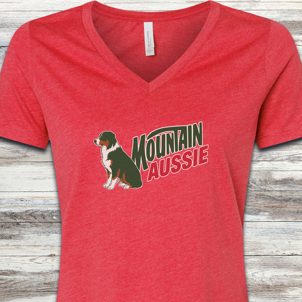 Australian Mountain Dog V-Neck Tee - Heather Red