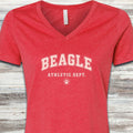 Beagle Athletic Dept V-Neck Tee - Heather Red