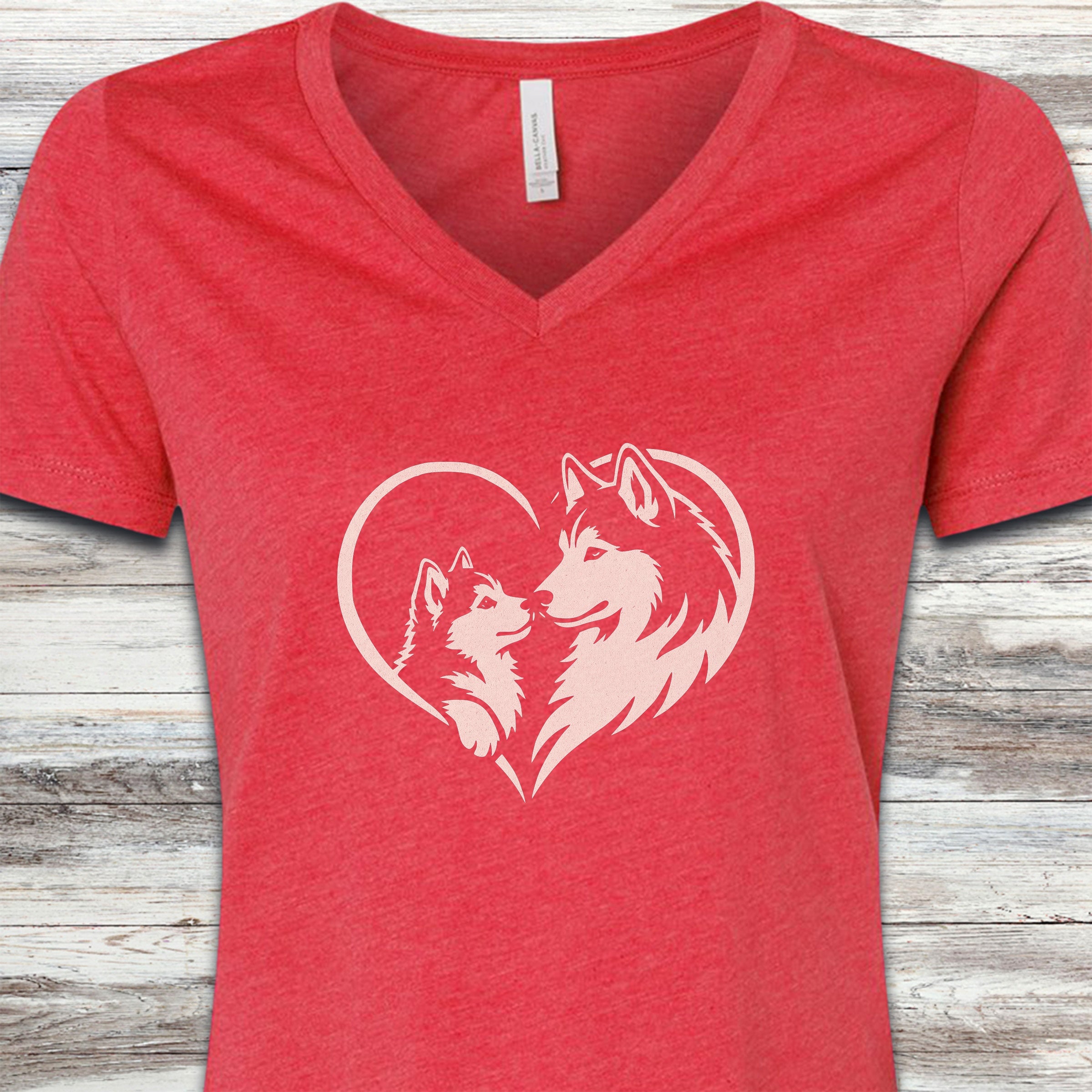 Husky Heart Bond V-Neck Tee - Heather Red