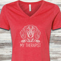 Dachshund Therapist V-Neck Tee - Heather Red