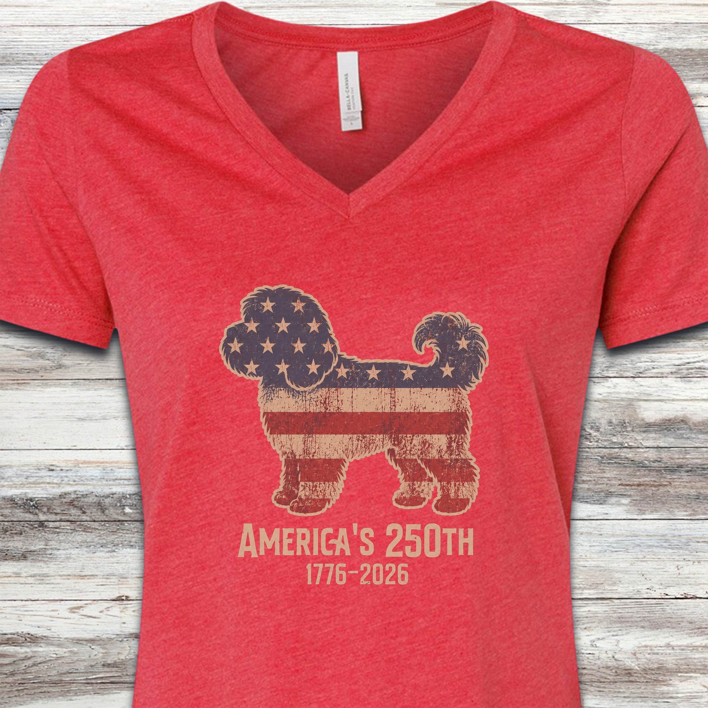 Cavapoo 250 V-Neck Tee - Heather Red
