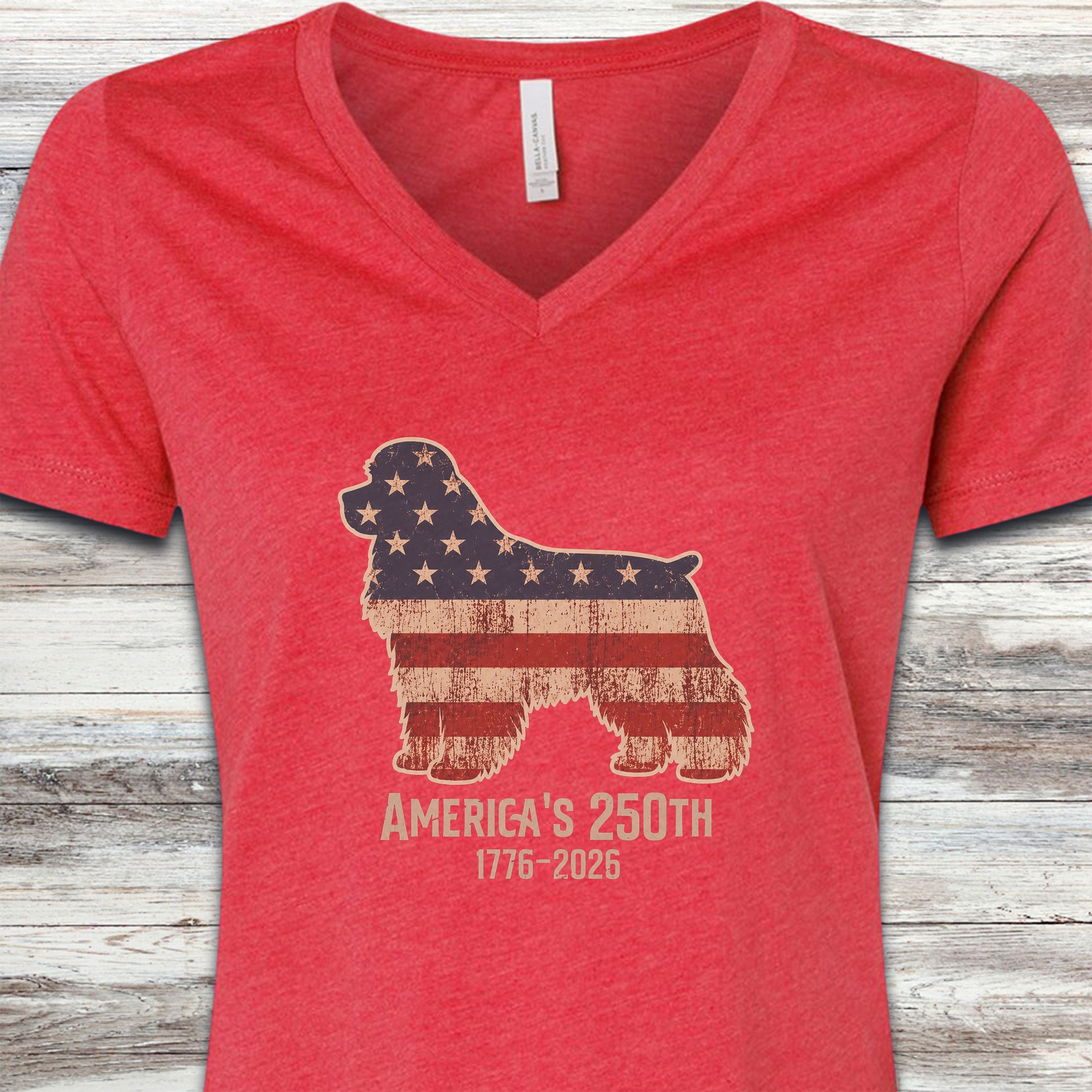 Cocker Spaniel 250 V-Neck Tee - Heather Red