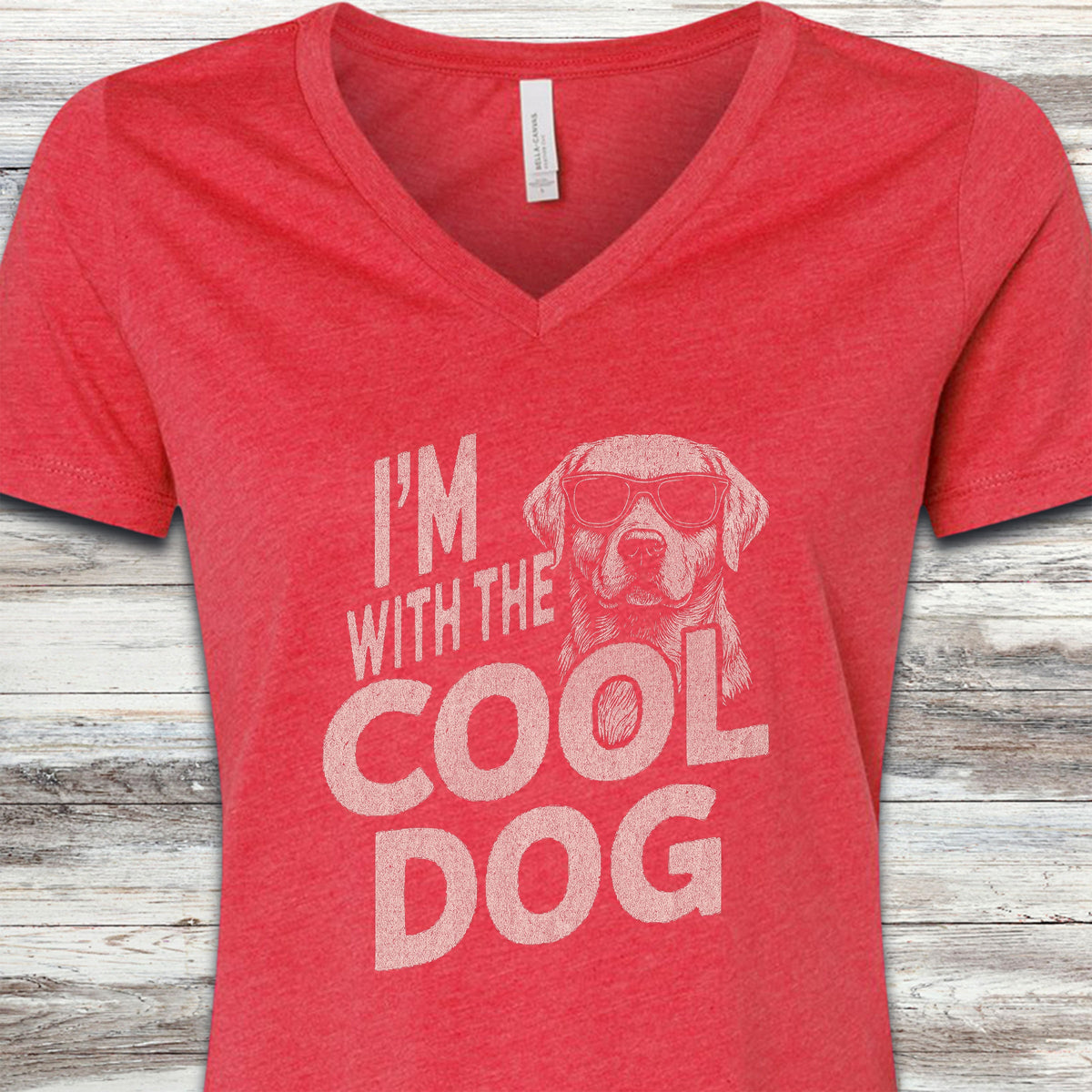Labrador Retriever Cool Dog V-Neck Tee - Heather Red
