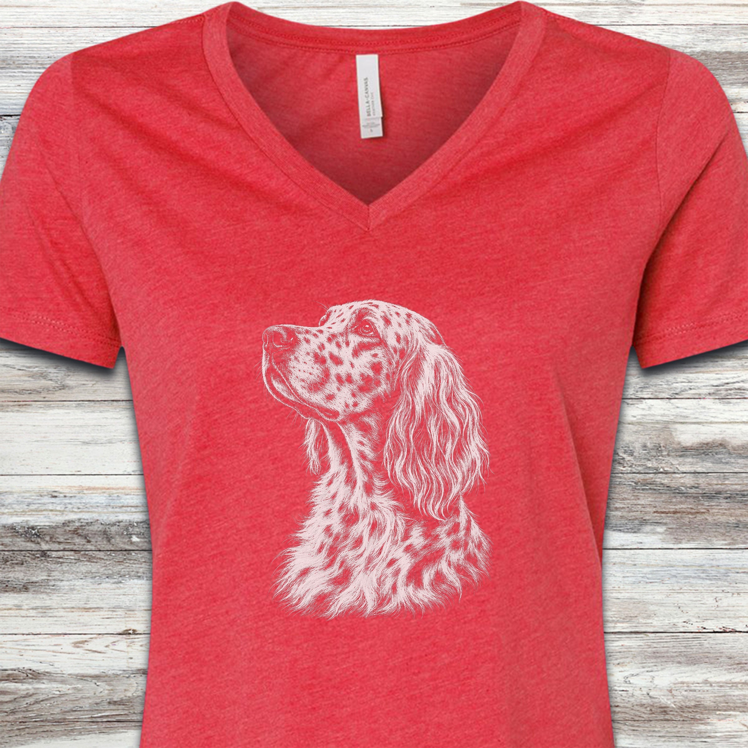 English Setter Loyalty V-Neck Tee - Heather Red