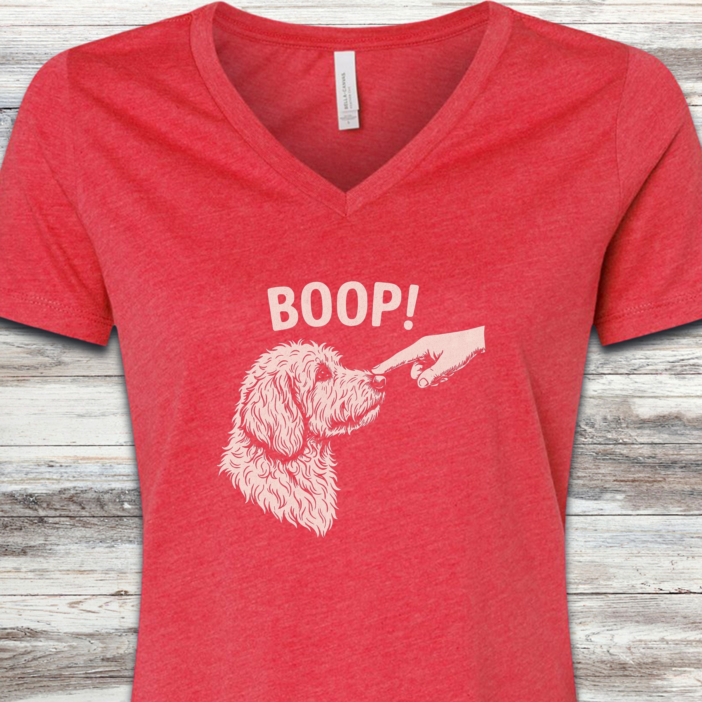 Doodle BOOP! V-Neck Tee - Heather Red